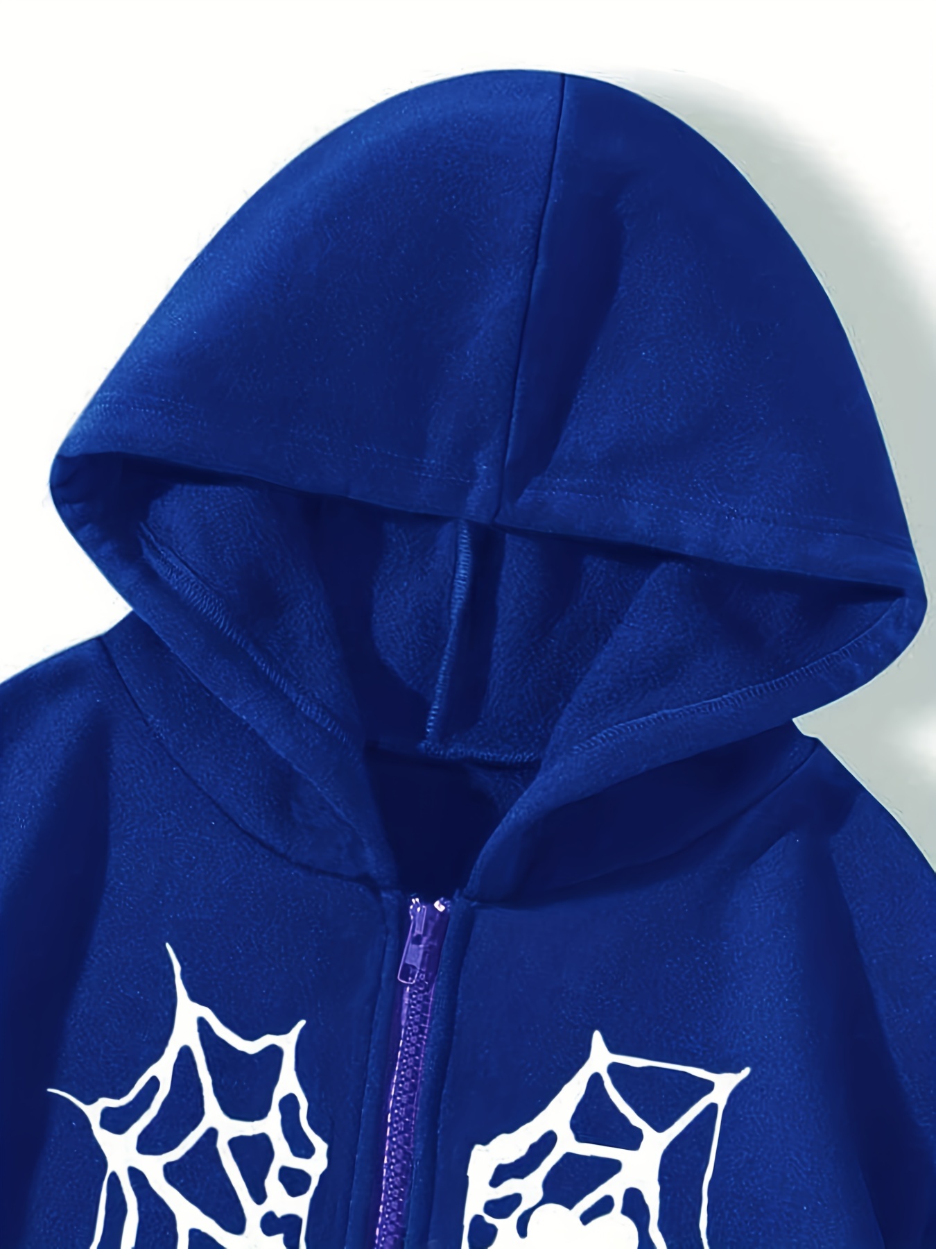 spider web heart shaped print drawstring loose hoodies casual zipper hooded pocket fashion long sleeve sweatshirt womens clothing details 2