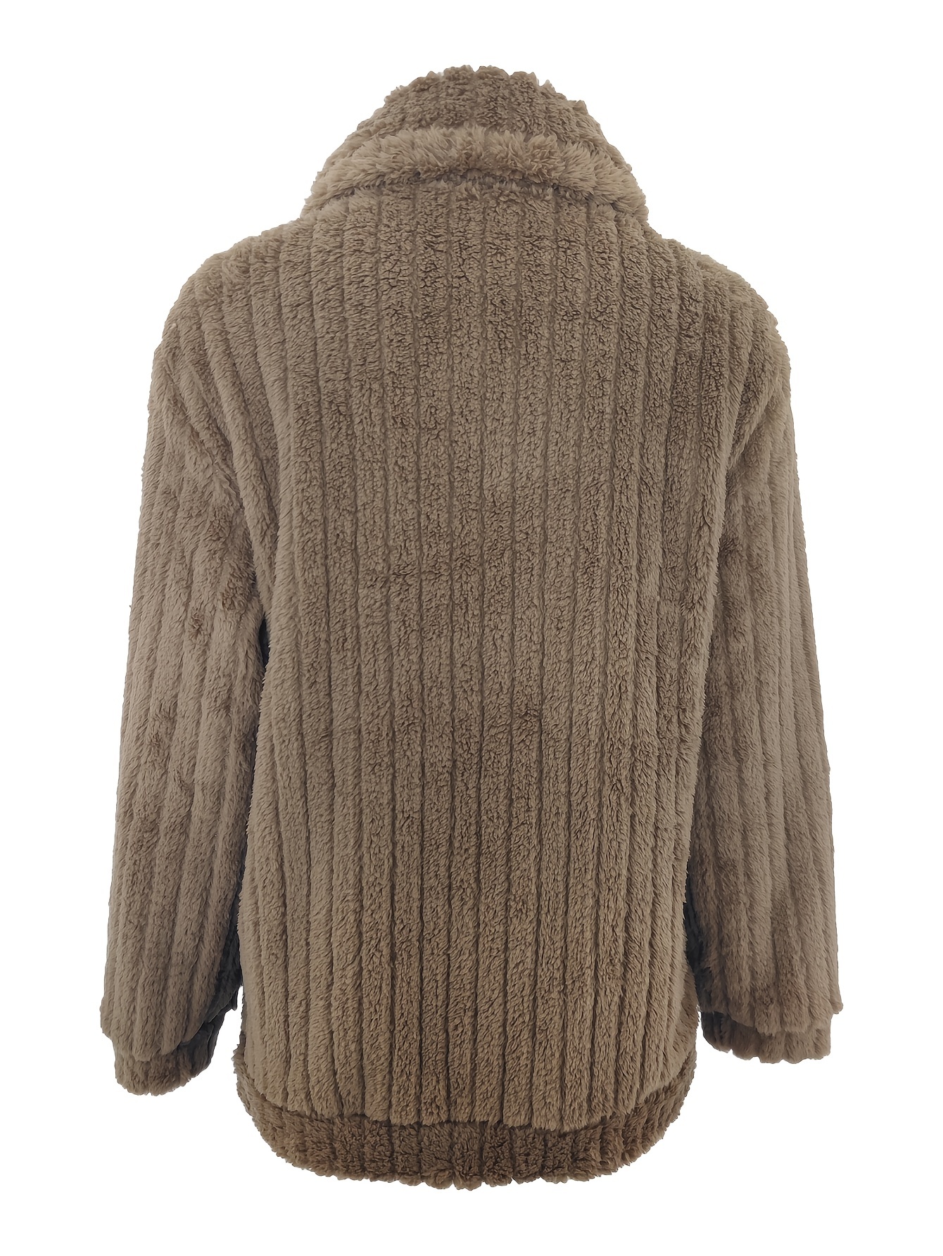 fuzzy solid warm coat elegant open front long sleeve outerwear womens clothing details 1