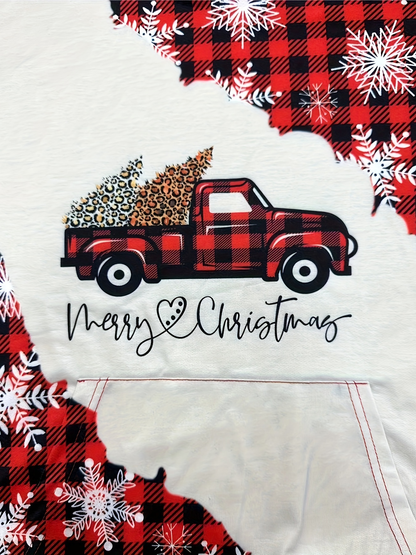 plaid car tree print drawstring hoodie casual long sleeve drop shoulder hoodie womens clothing details 6