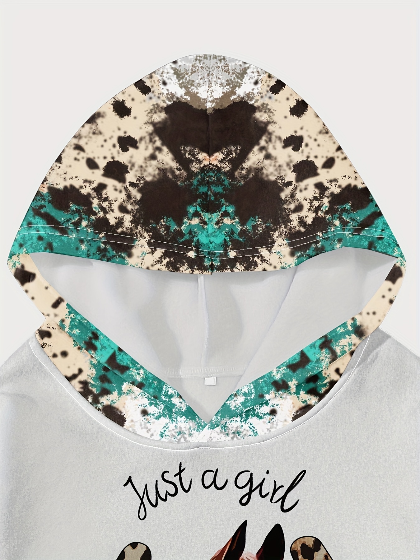 horse print kangaroo pocket hoodie casual long sleeve western style hoodies sweatshirt womens clothing details 10