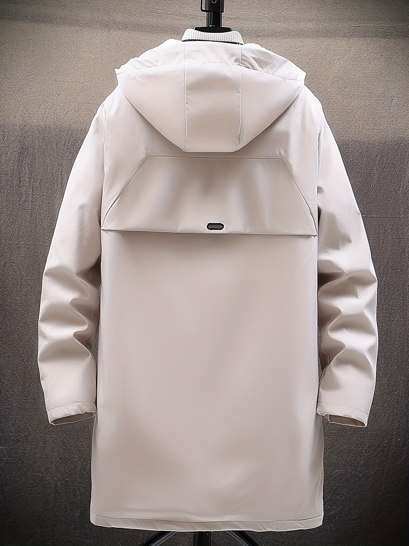 mens warm fleece long windbreaker jacket casual hooded overcoat details 16