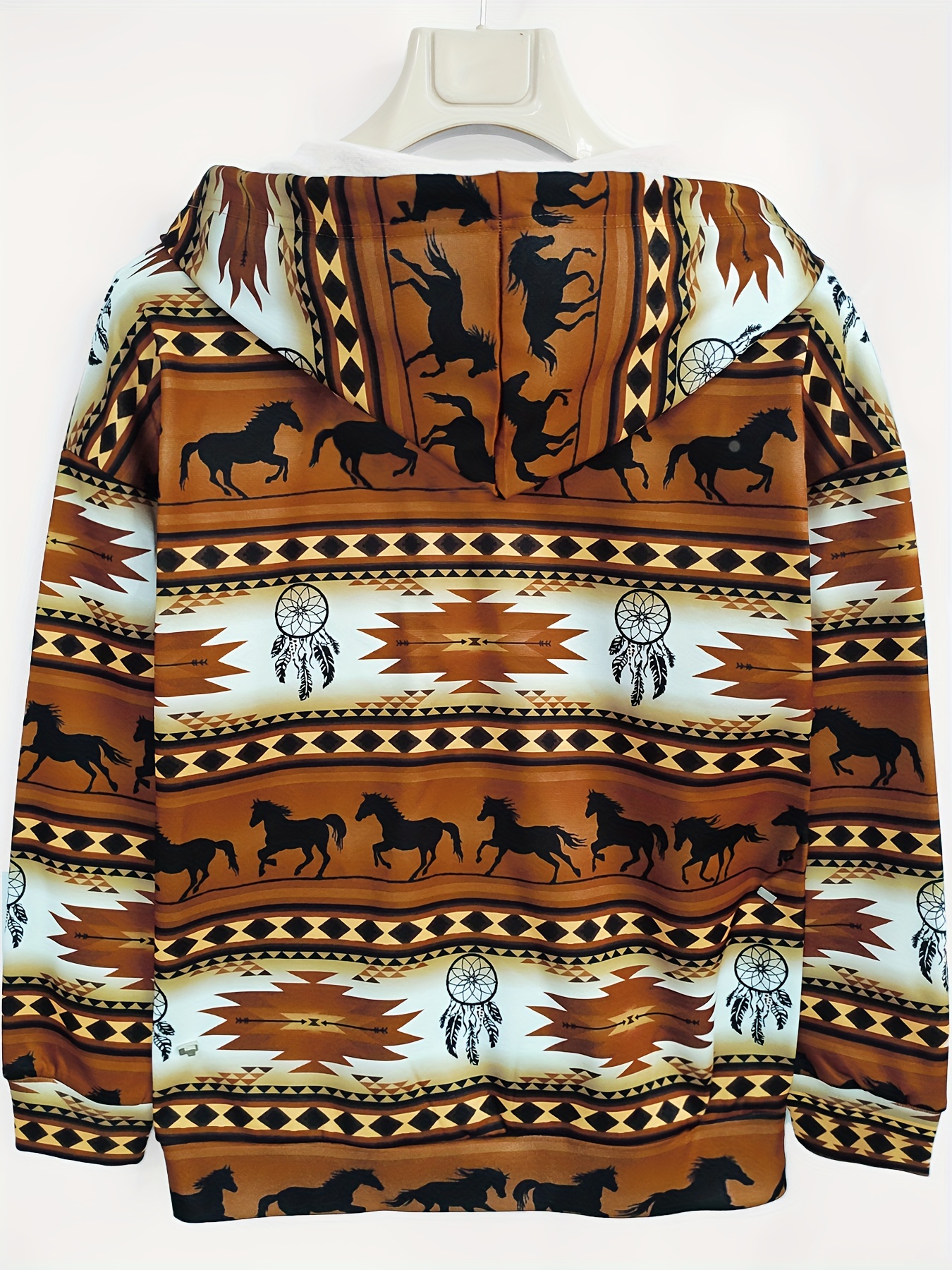 aztec print drawstring hoodies ethnic kangaroo pocket long sleeve sweatshirt womens clothing details 2