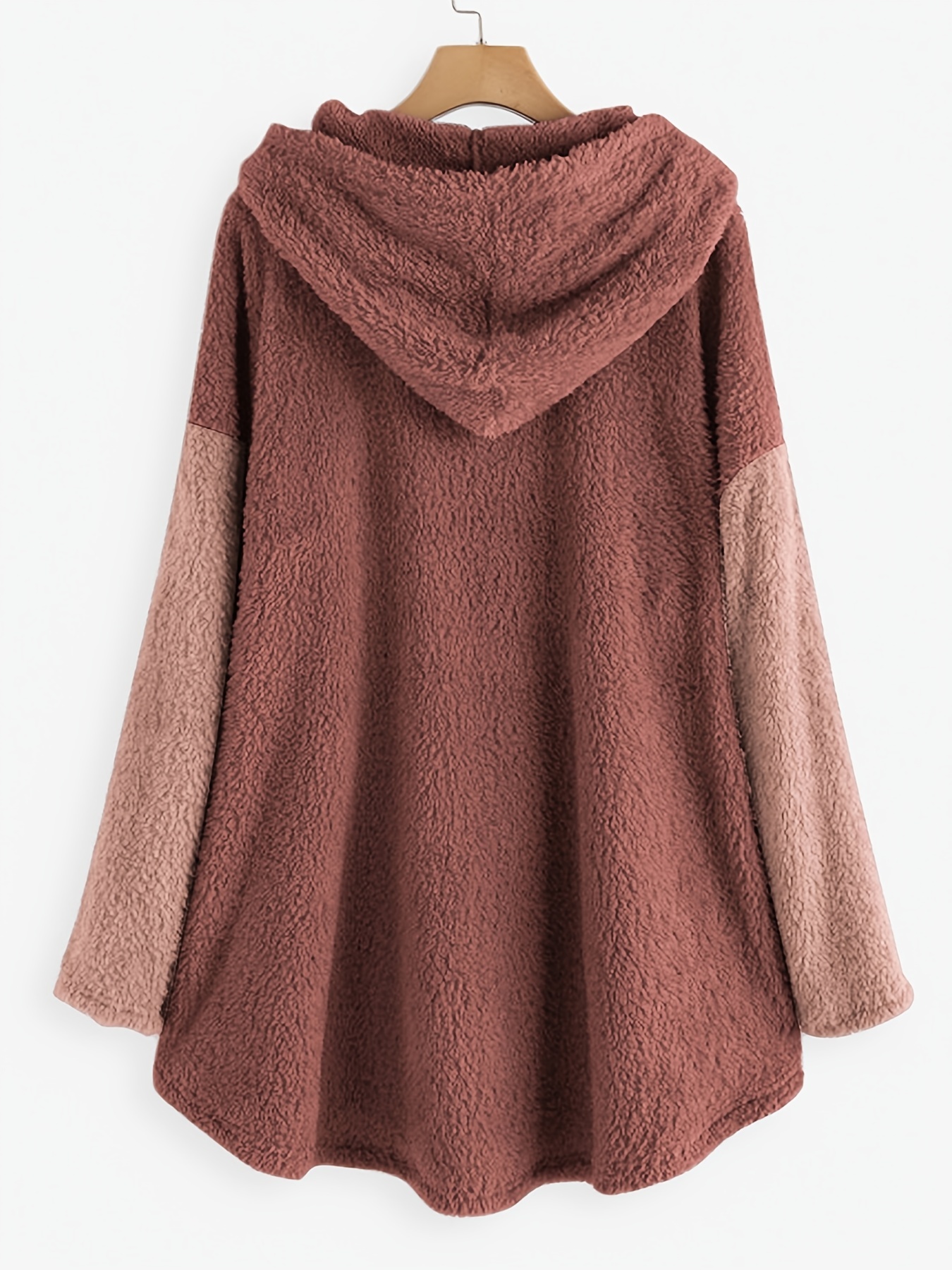 cat print zip front furry coat casual long sleeve slant pockets hoodie for fall winter womens clothing details 9