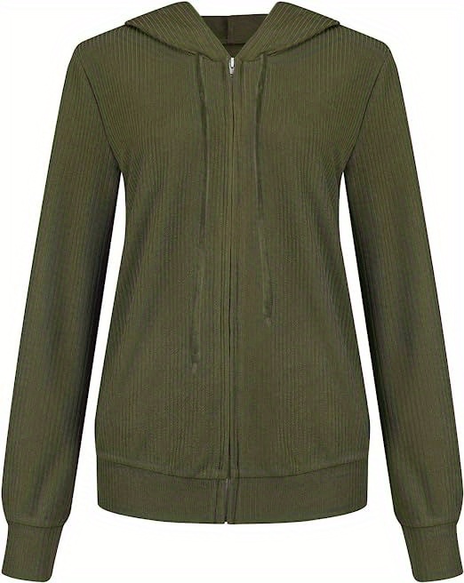 drawstring zip up hoodie casual long sleeve hoodie for fall winter womens clothing details 7