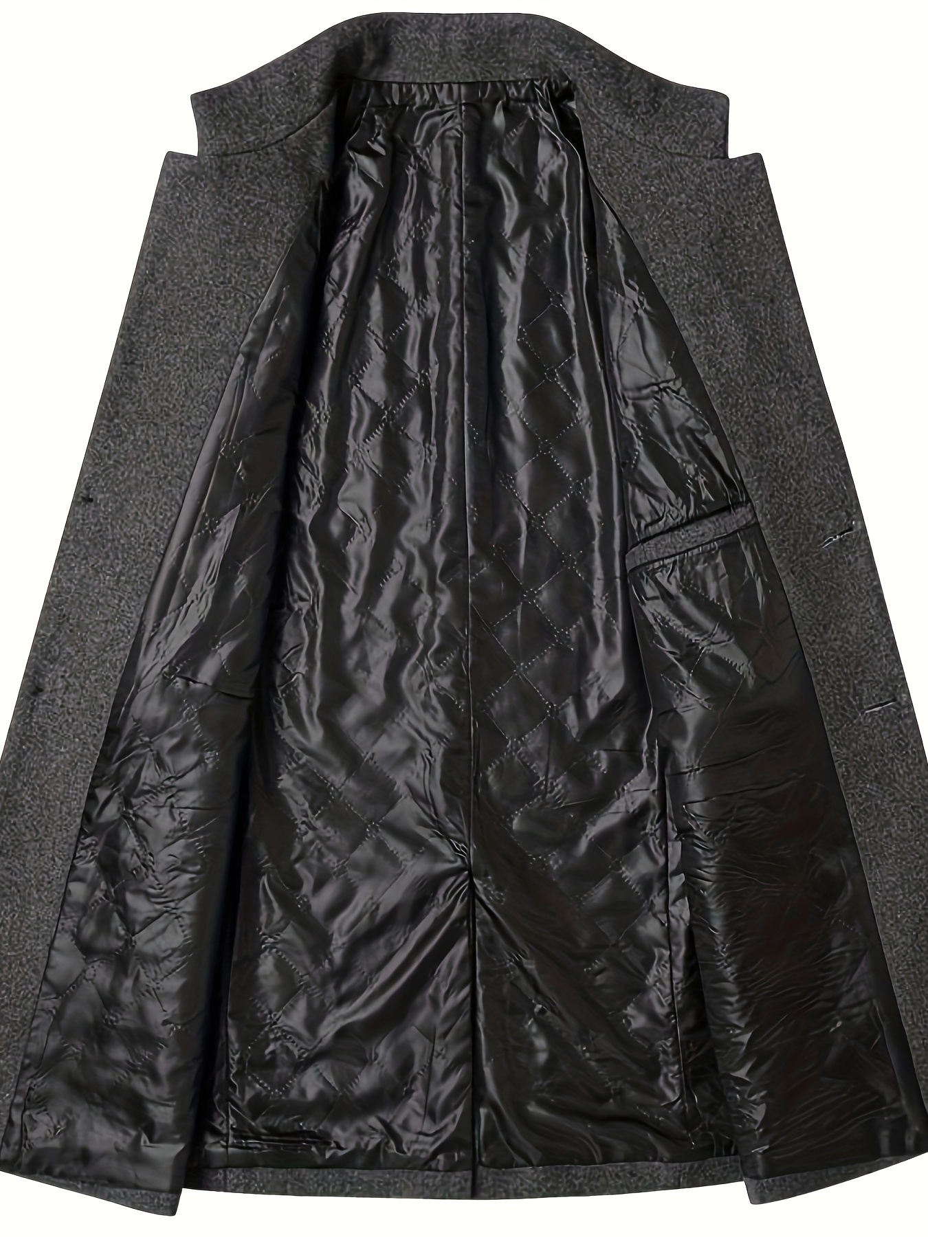 Men s Trendy Padded Retro Solid Long Sleeve Coat Windbreaker Lapel Long Overcoat For Autumn Winter details 2