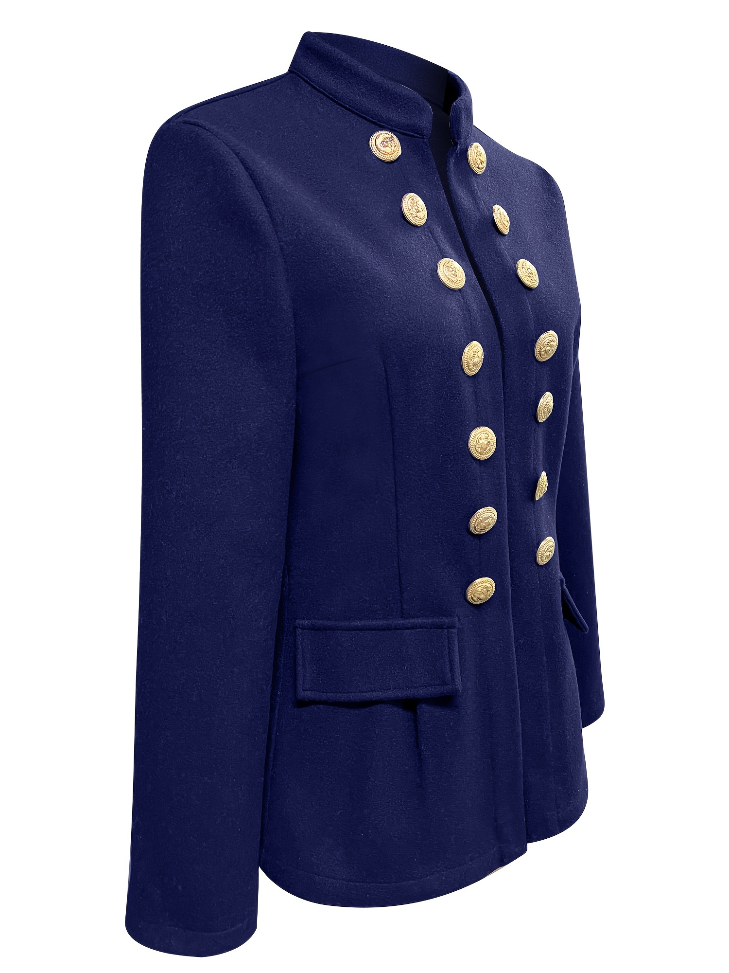 open front solid jacket casual long sleeve outerwear with buttons womens clothing details 7