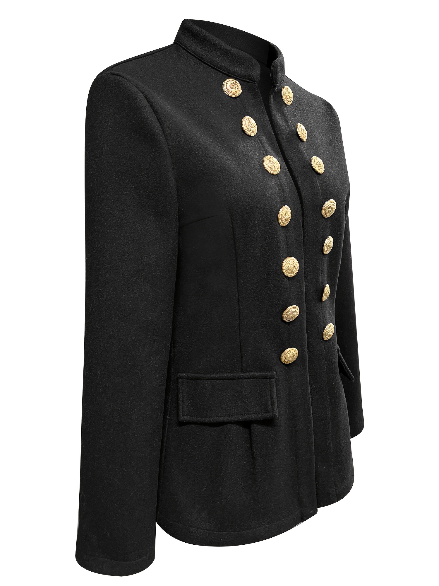 open front solid jacket casual long sleeve outerwear with buttons womens clothing details 3