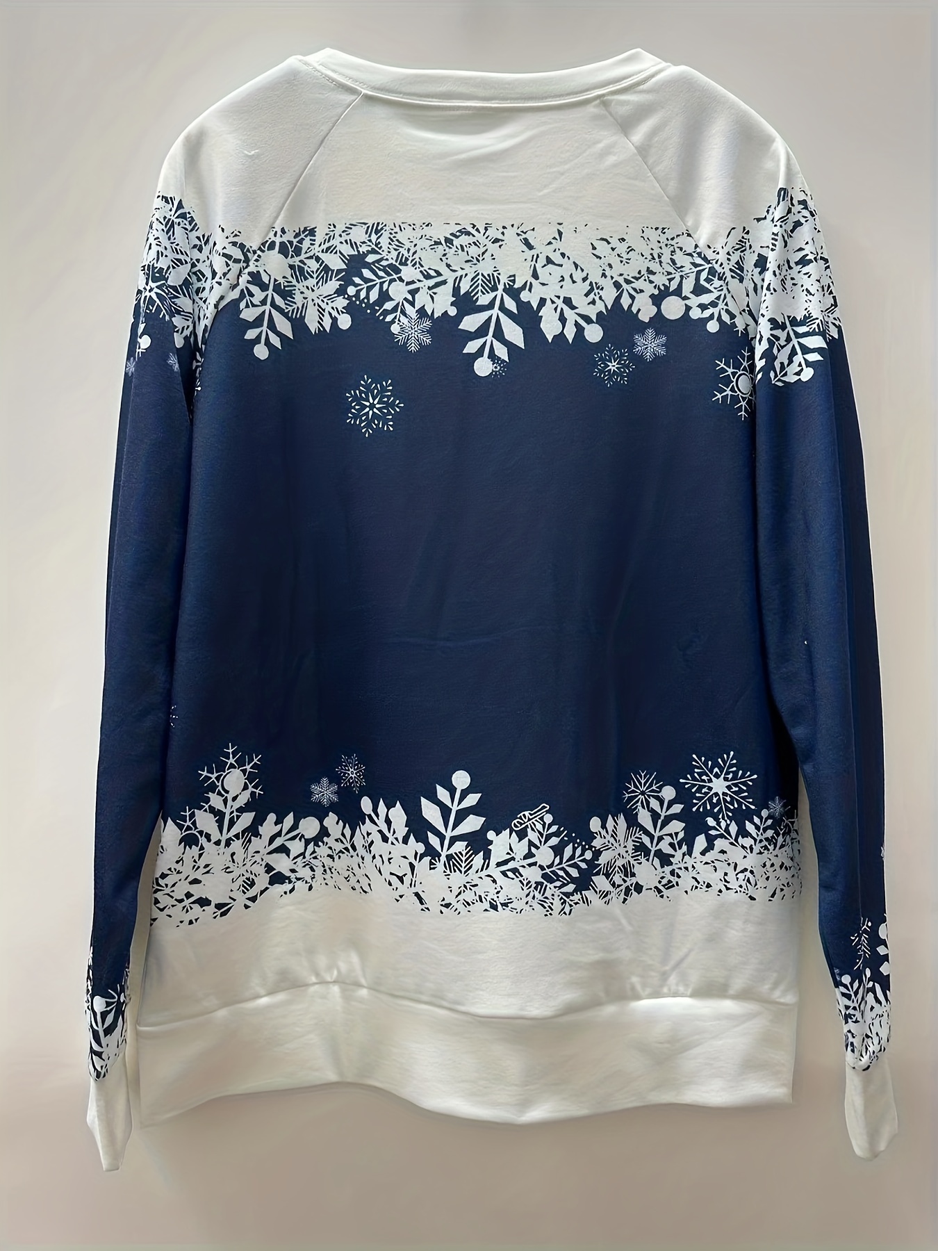 christmas snowman print sweatshirt casual long sleeve crew neck sweatshirt womens clothing details 5