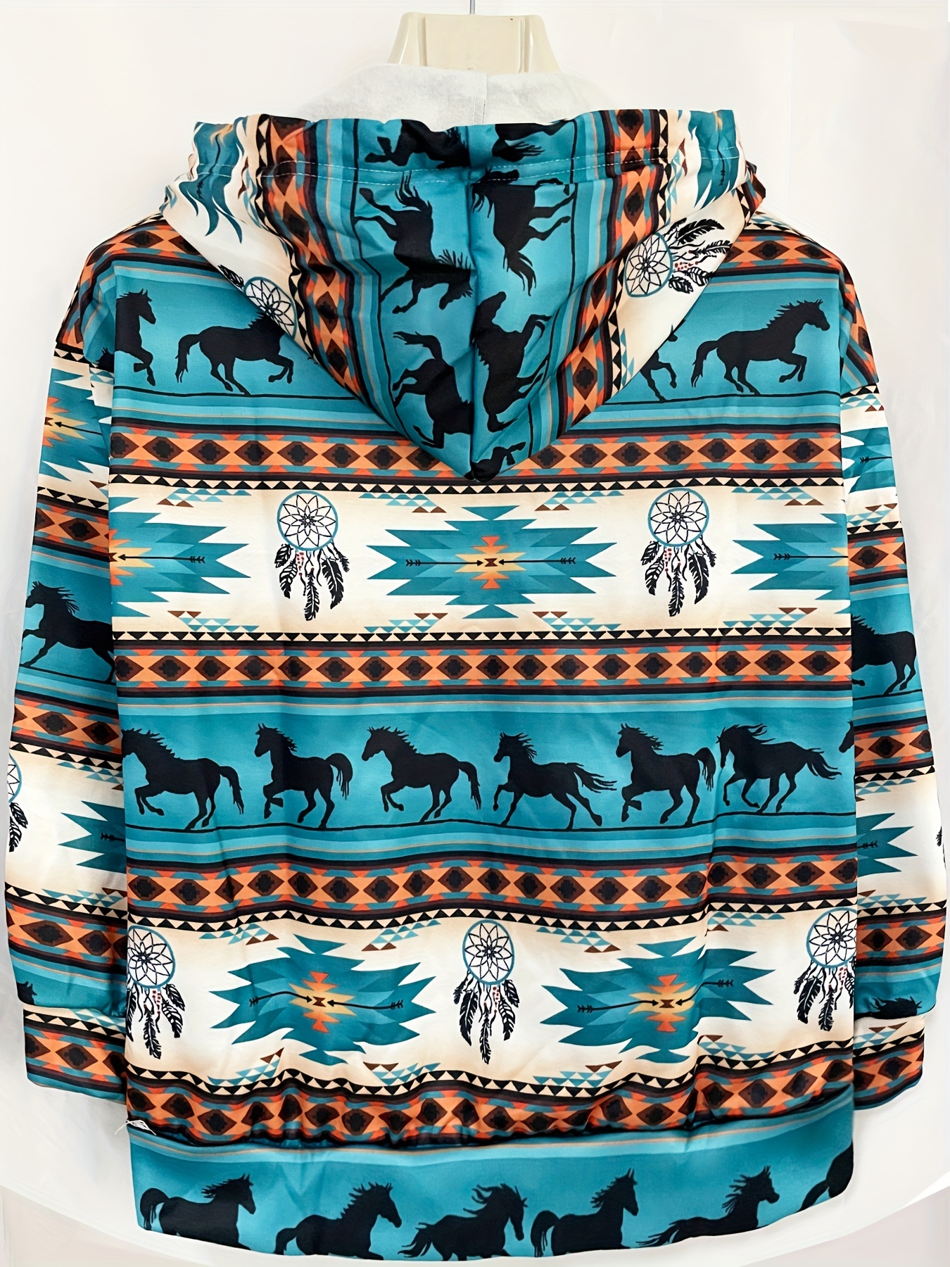 aztec print drawstring hoodies ethnic kangaroo pocket long sleeve sweatshirt womens clothing details 11