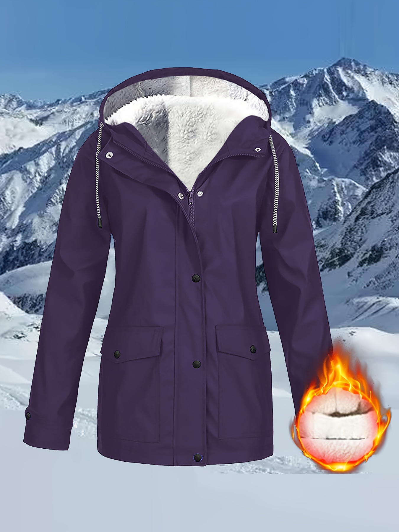 drawstring hooded trench coat casual zip button front long sleeve versatile outerwear for fall winter womens clothing details 17