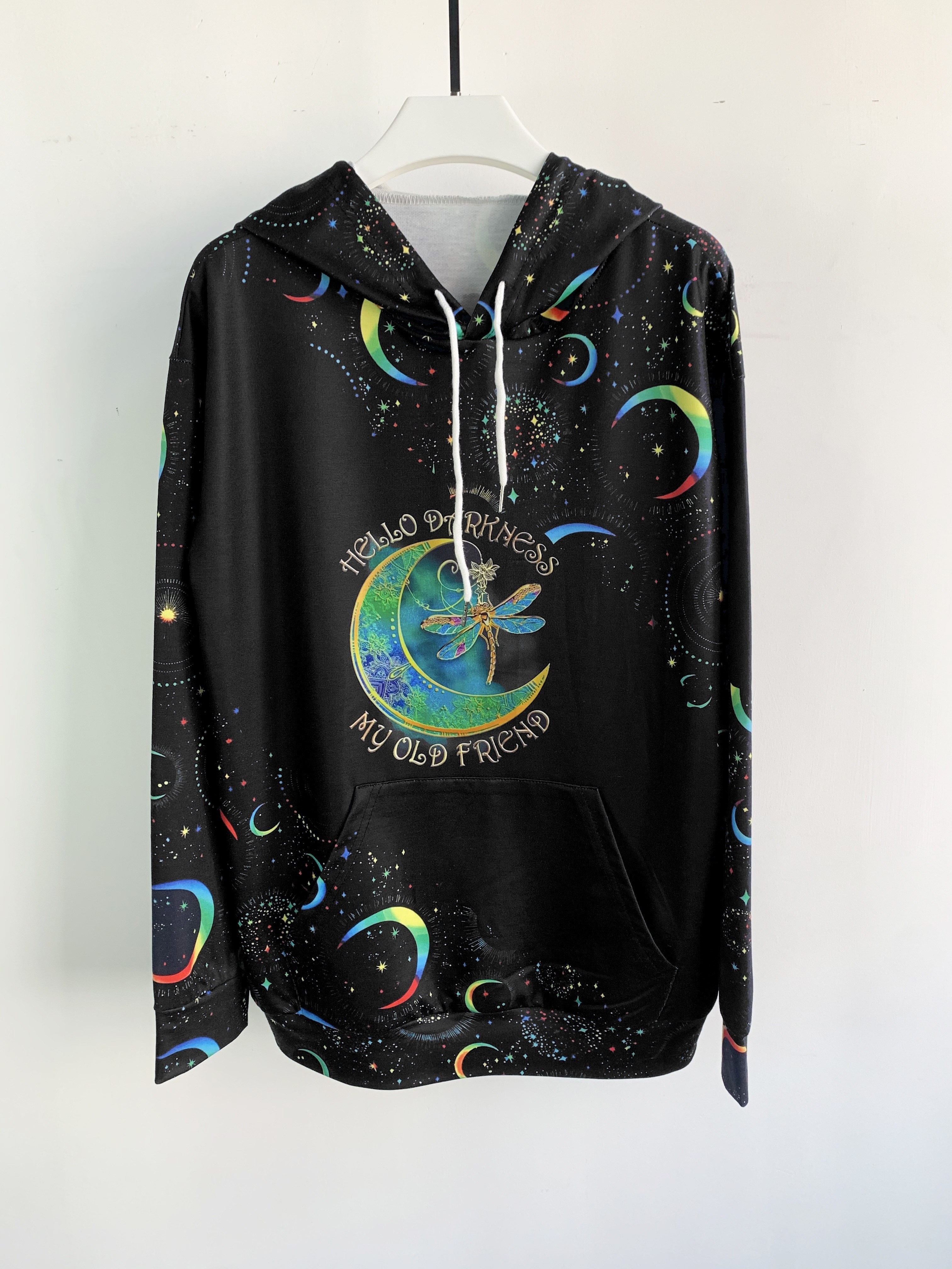 color block moon star print drawstring hoodie casual long sleeve kangaroo pocket hoodie sweatshirt womens clothing details 9