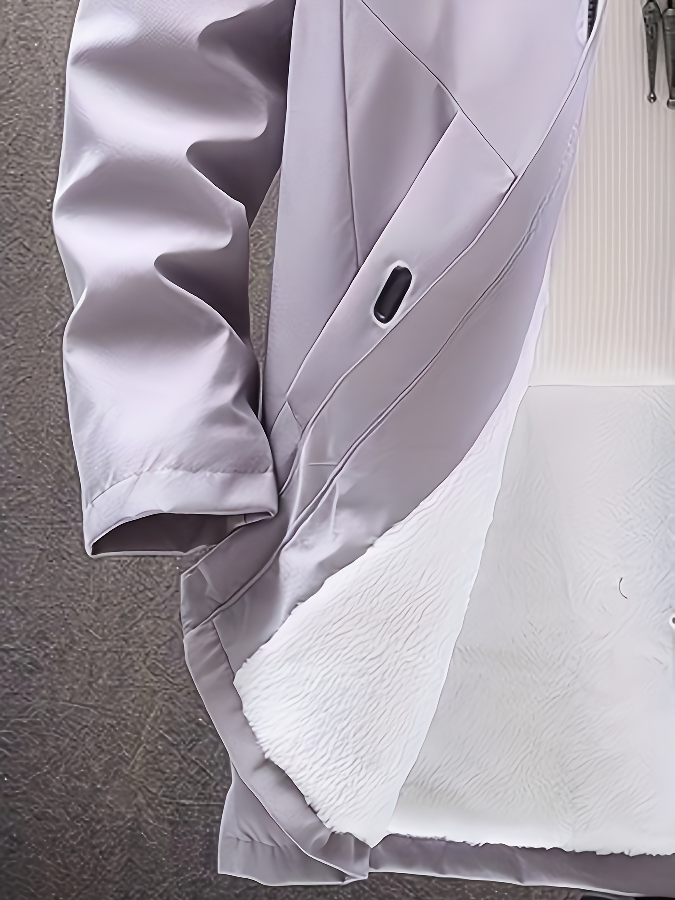 mens warm fleece long windbreaker jacket casual hooded overcoat details 8