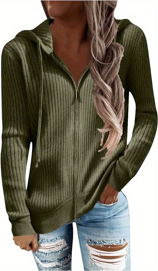 drawstring zip up hoodie casual long sleeve hoodie for fall winter womens clothing details 6