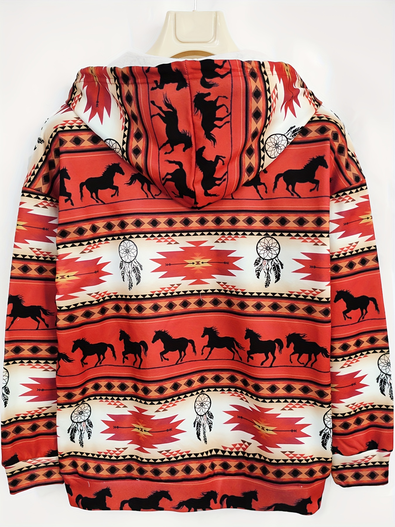 aztec print drawstring hoodies ethnic kangaroo pocket long sleeve sweatshirt womens clothing details 8