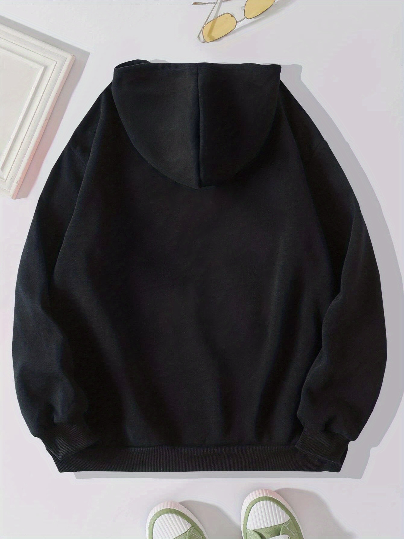 letter print hoodies, letter print hoodies long sleeve casual sweatshirt for winter fall womens clothing details 7