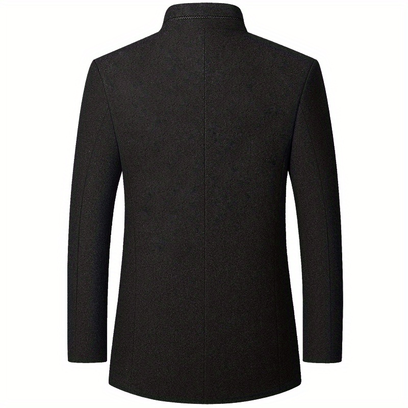 warm wool blend jacket coat mens casual stand collar one breasted jacket for fall winter fathers gift details 5
