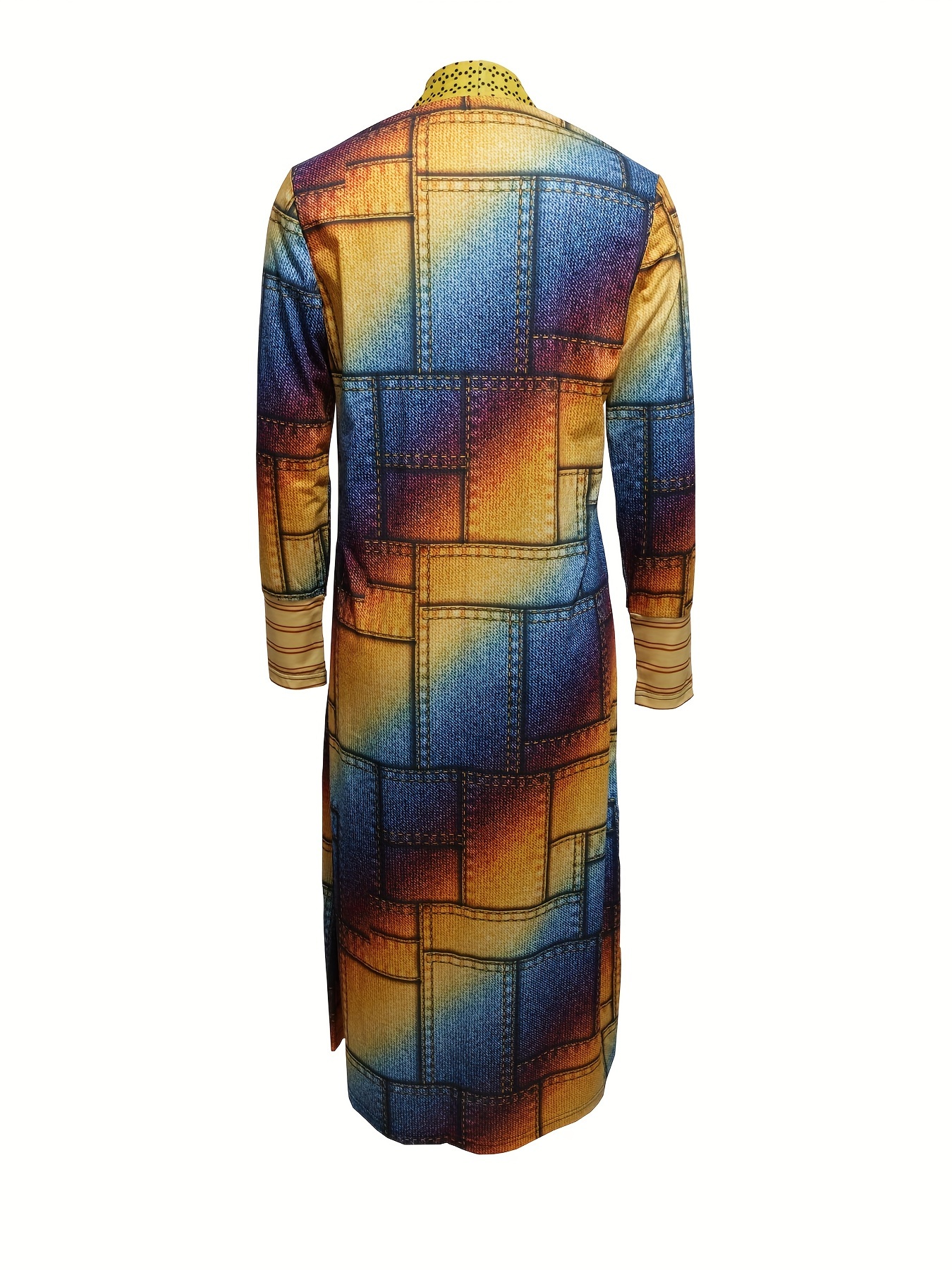 colorblock geometric print cardigan casual long sleeve open front long cardigan womens clothing details 2