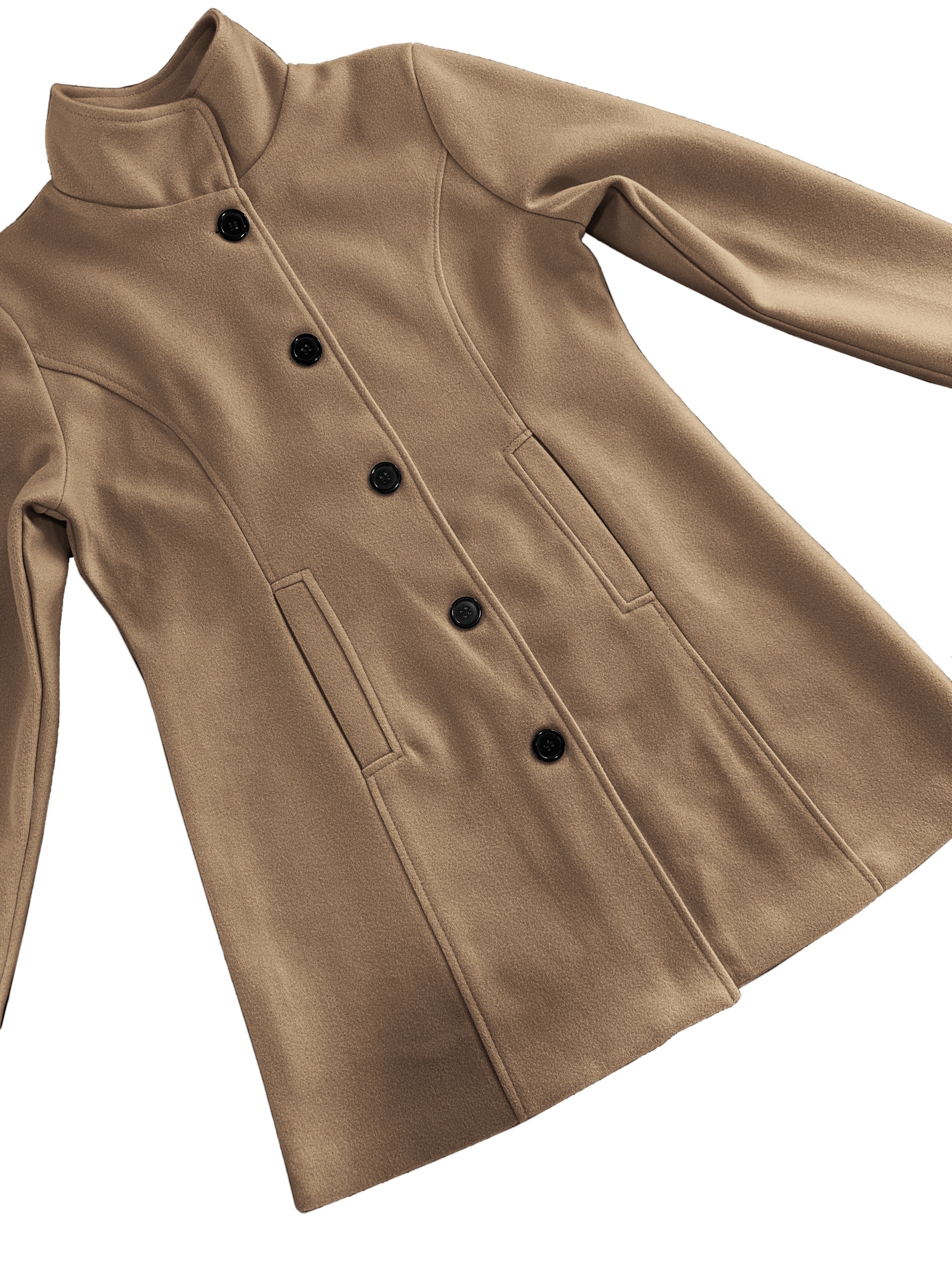solid single breasted coat casual long sleeve fall winter outerwear womens clothing details 9