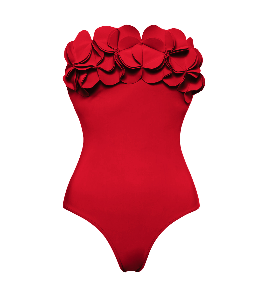 Bandeau 3D Flower Color Block One Piece Swimsuit And Skirt