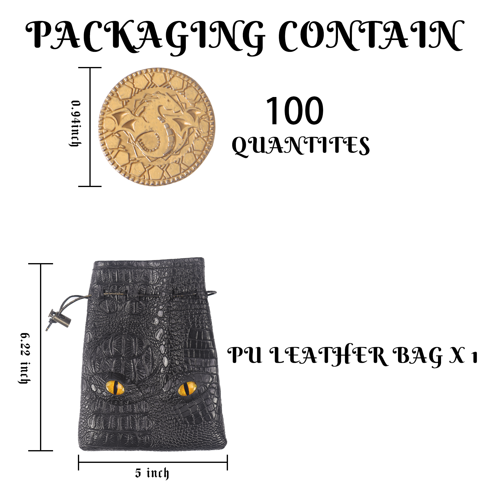 Limited Bundle Offer-DND Dice Set& 100 PCS DND Metal Gold Coins