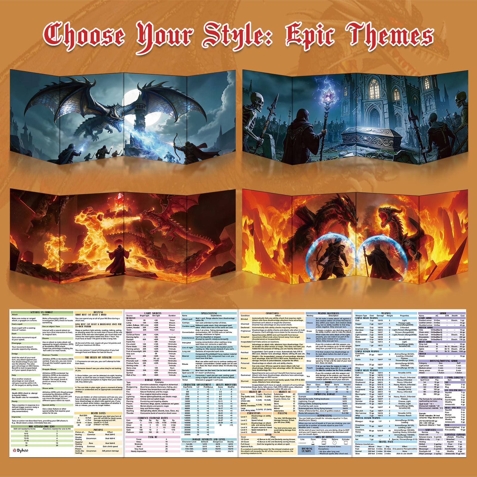 Byhoo DM Screen 2 PCS for D&D 5E DND Accessories