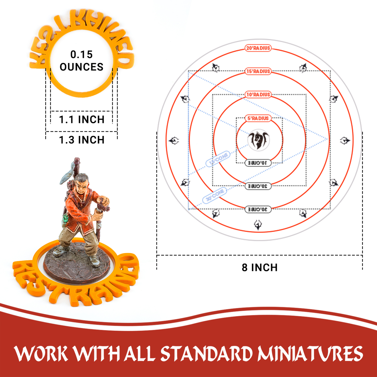 Byhoo Metal DND Condition Rings in 28 Markers with Spell Template, 112PCS DND Miniatures Status Effect Rings with Storage Box, Ideal Gift for D&D Pathfinder and More Tabletop RPG