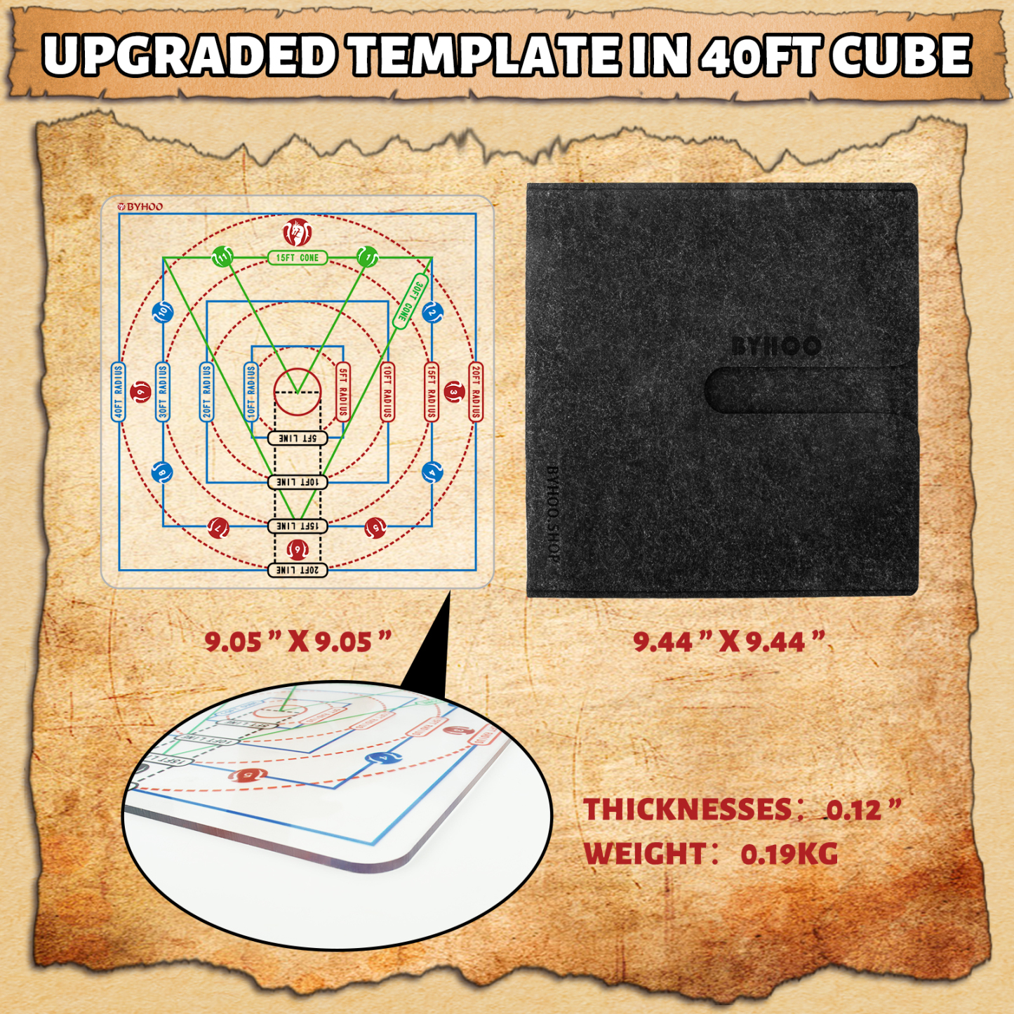 Byhoo 17 PCS DND Spell AOE Damage Template Set with Pouch
