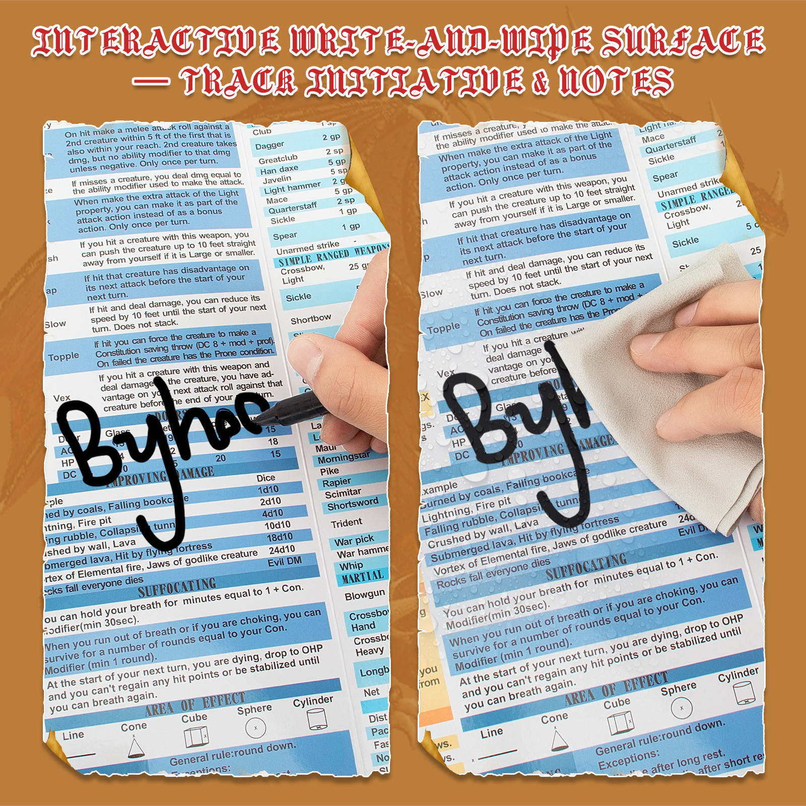 Byhoo DM Screen with Immersive Monstrous Lords Themes - Premium DM Screen 5e for D&D, Waterproof Reusable Surface, Tri-Fold Portable A4 Size Compatible with 5E Rules