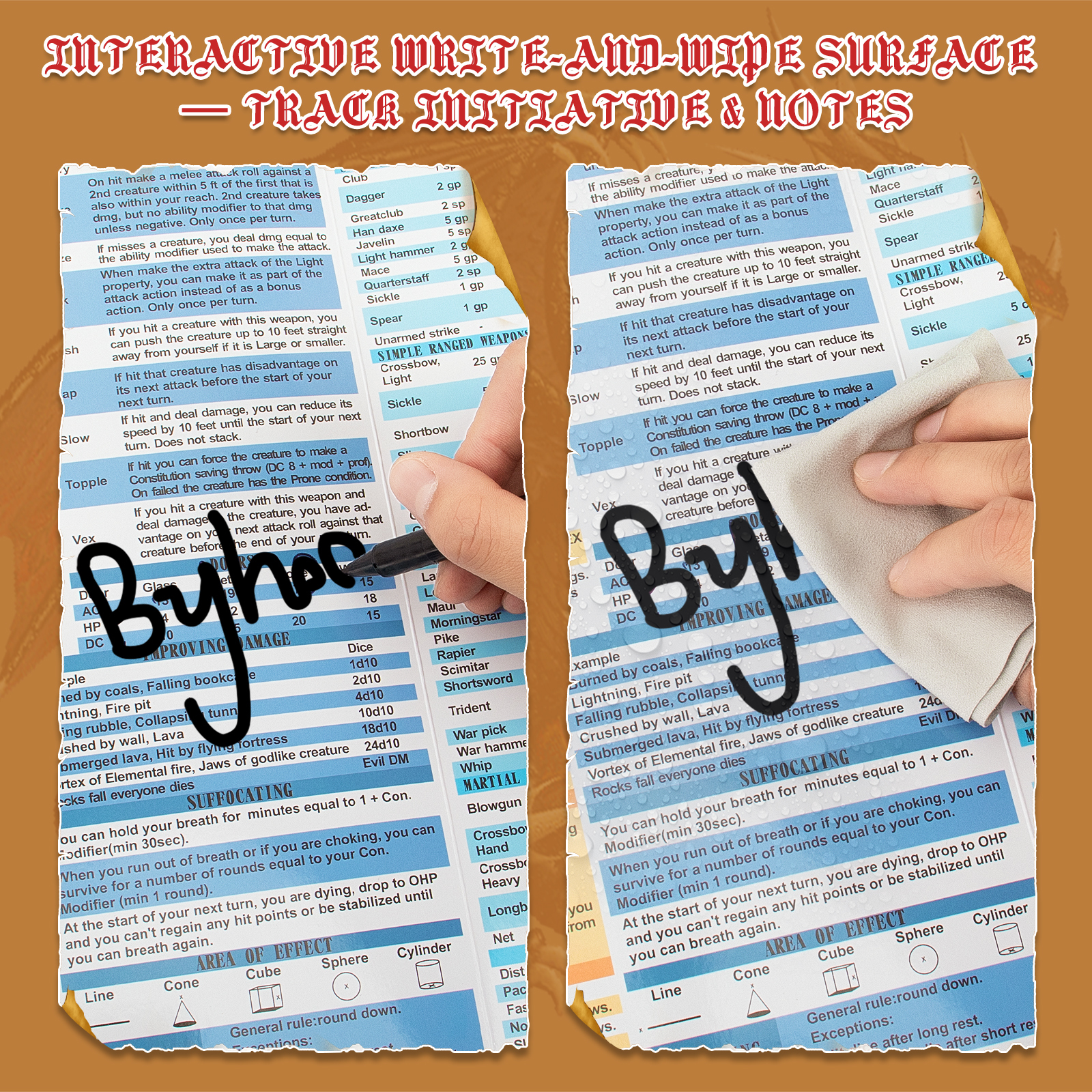 Byhoo DM Screen with Immersive Monstrous Lords Themes - Premium DM Screen 5e for D&D, Waterproof Reusable Surface, Tri-Fold Portable A4 Size Compatible with 5E Rules