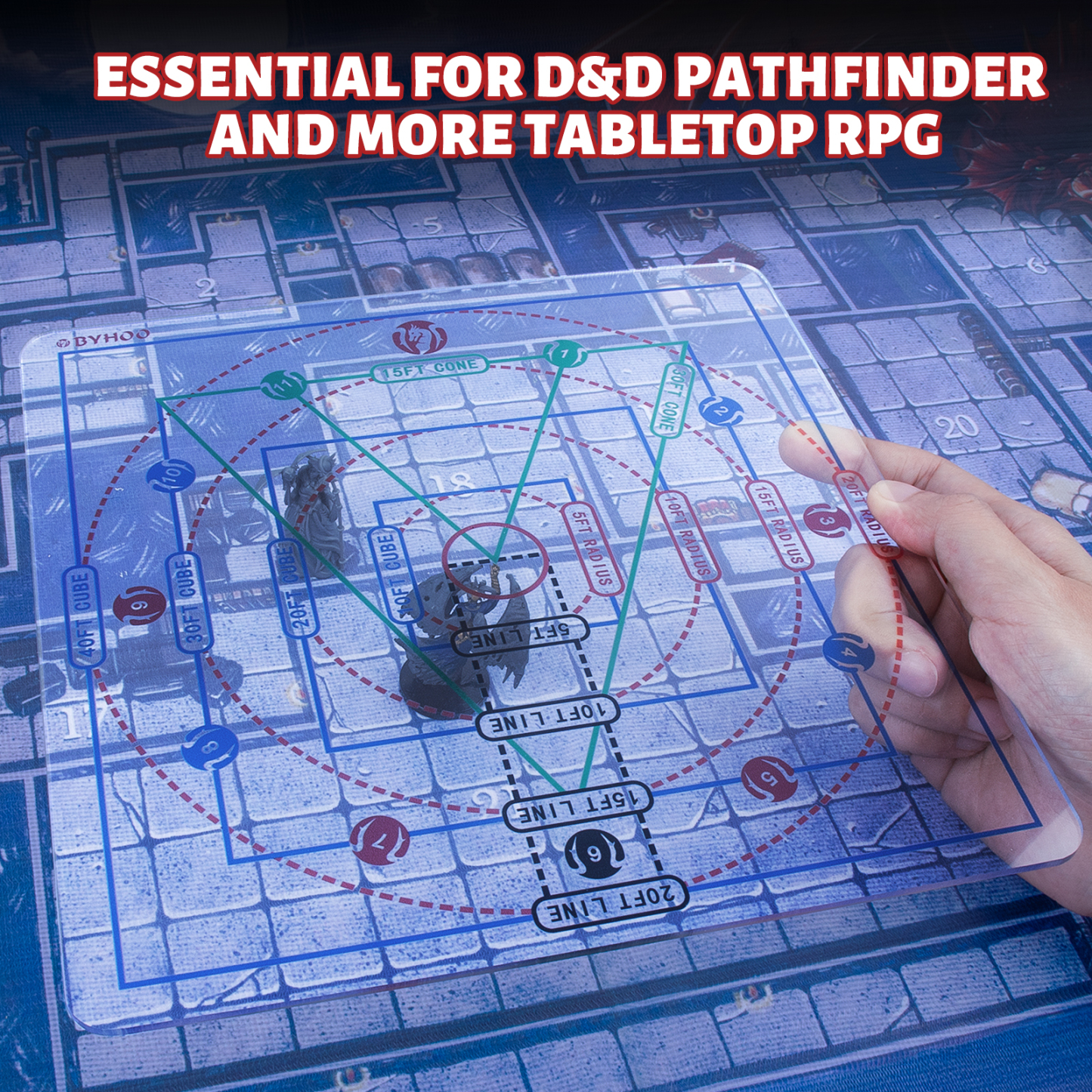 Byhoo 17 PCS DND Spell AOE Damage Template Set with Pouch