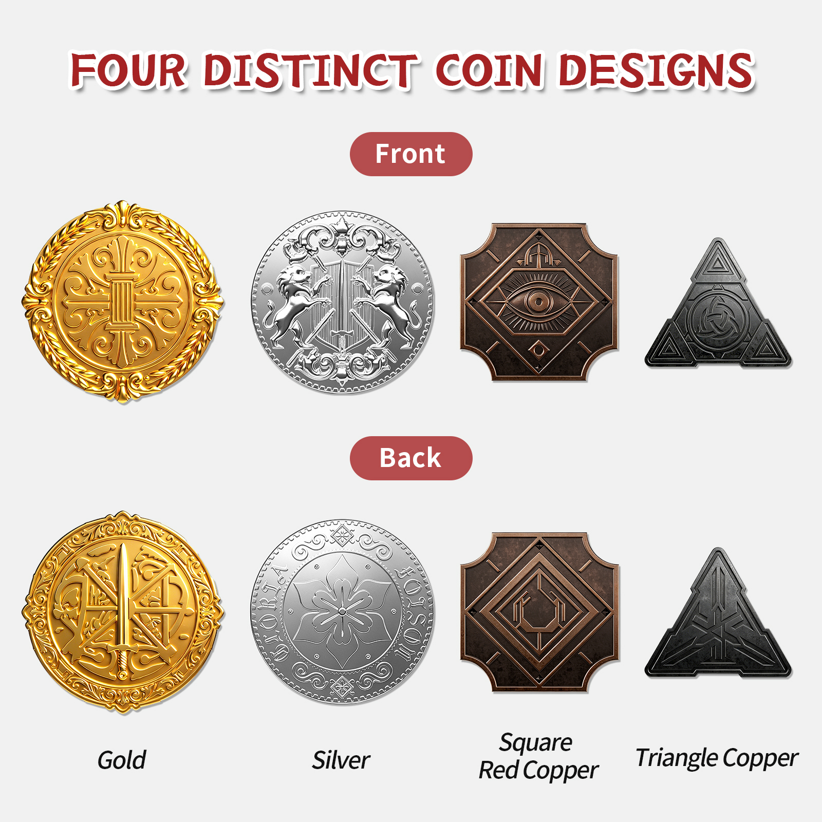 Byhoo Metal Coins 85PCS,Human Theme for DND Board Games