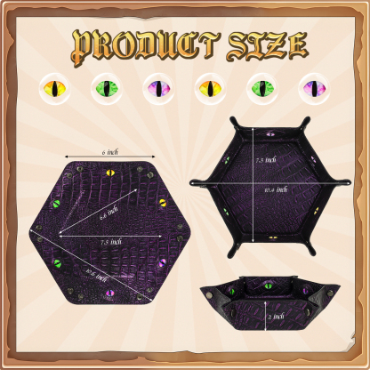 Byhoo 1Pcs Crocodile Pattern DND Dice Tray-Purple