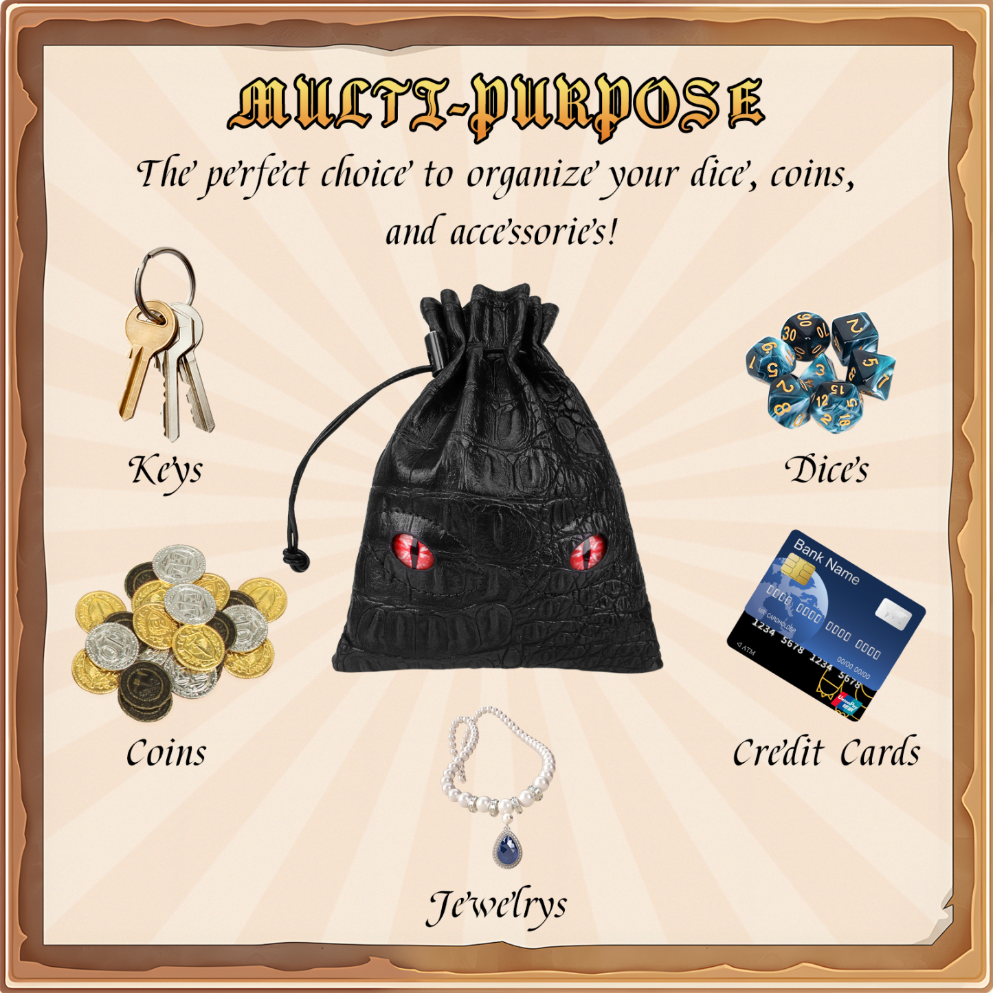 Byhoo DND Dice Bag Can Cover 6 Dice Sets