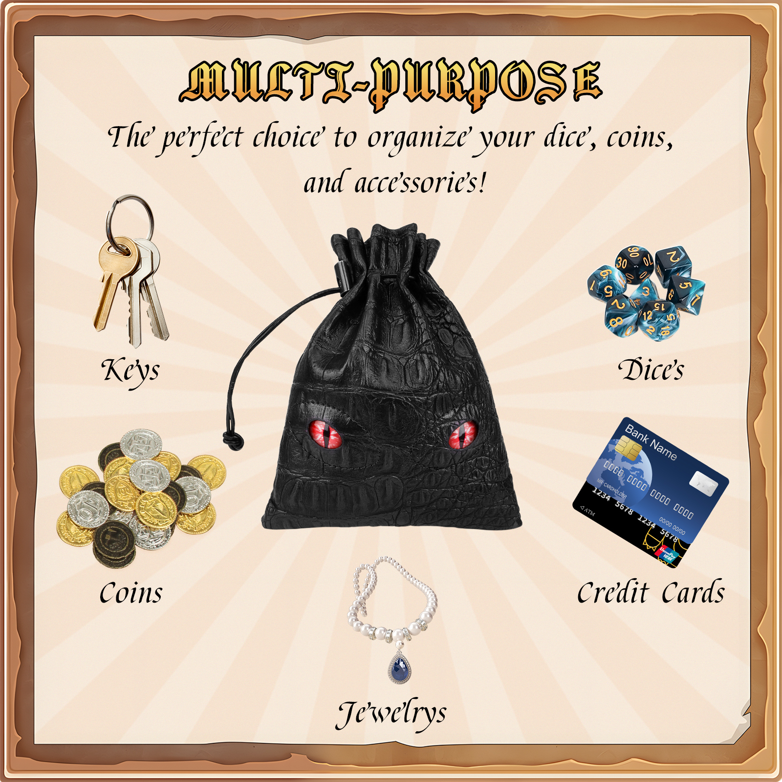 Byhoo DND Dice Bag Can Cover 6 Dice Sets