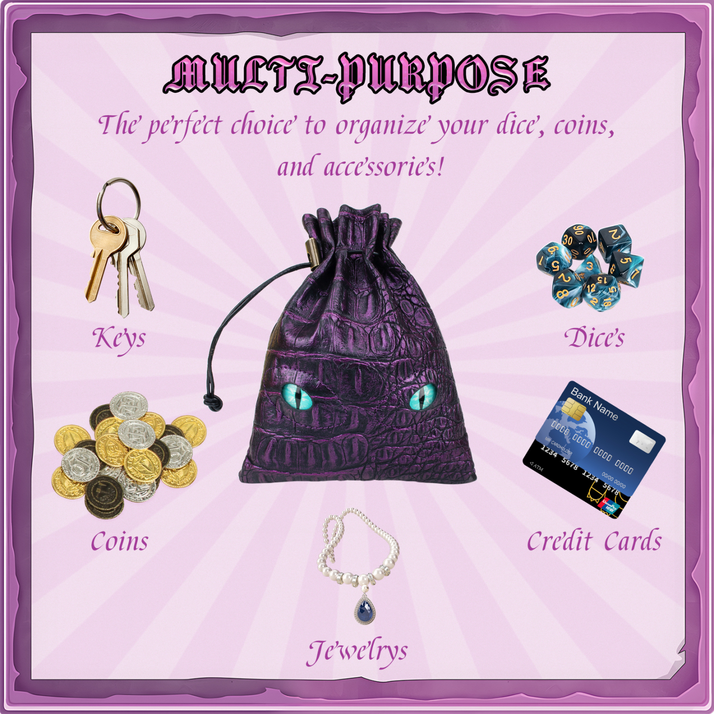 Byhoo DND Dice Bag Can Cover 6 Dice Sets