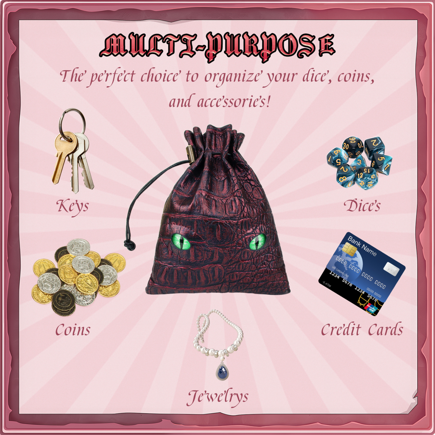 Byhoo DND Dice Bag Can Cover 6 Dice Sets