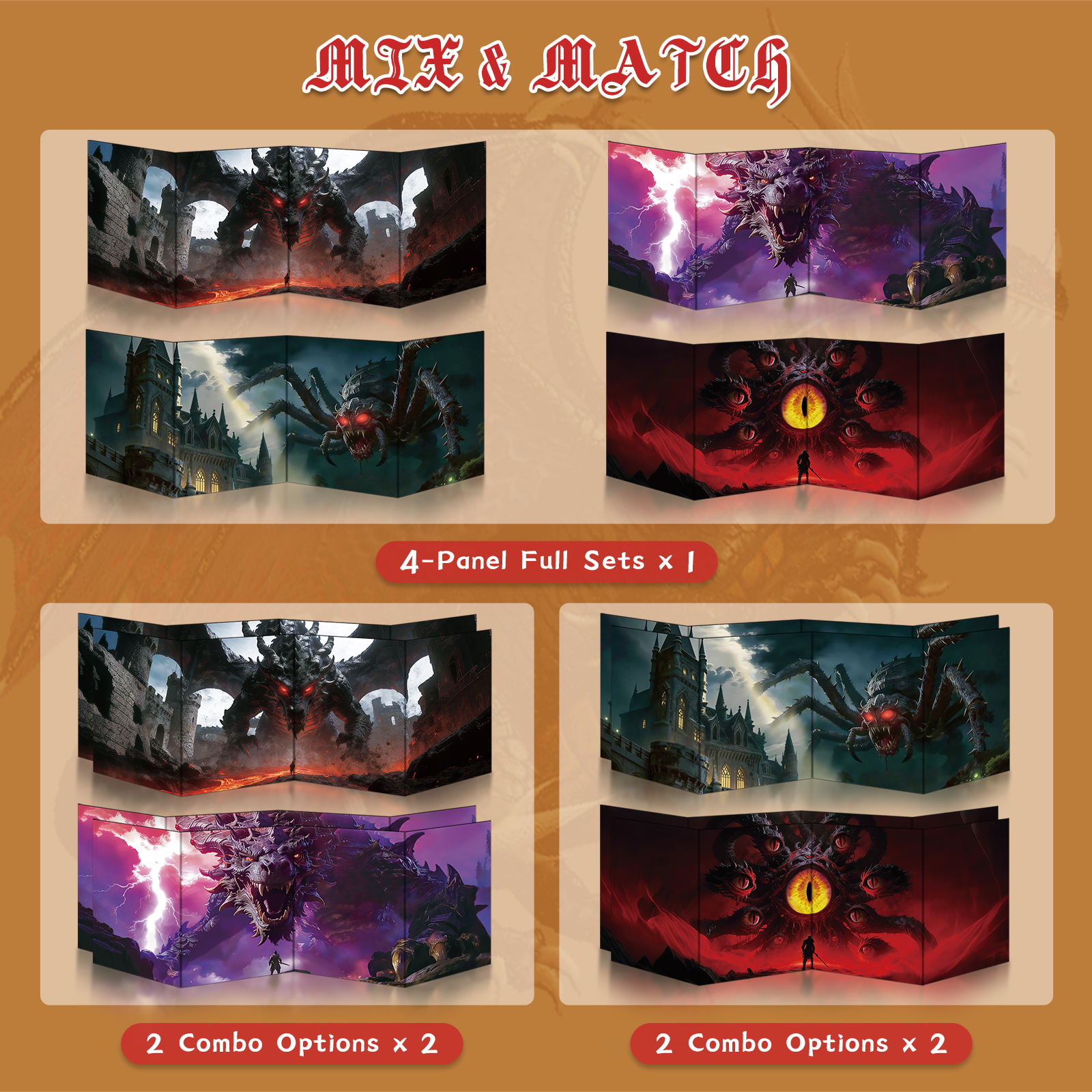 Byhoo DM Screen 4 PCS for D&D 5E - Immersive DND DM Screen Accessories