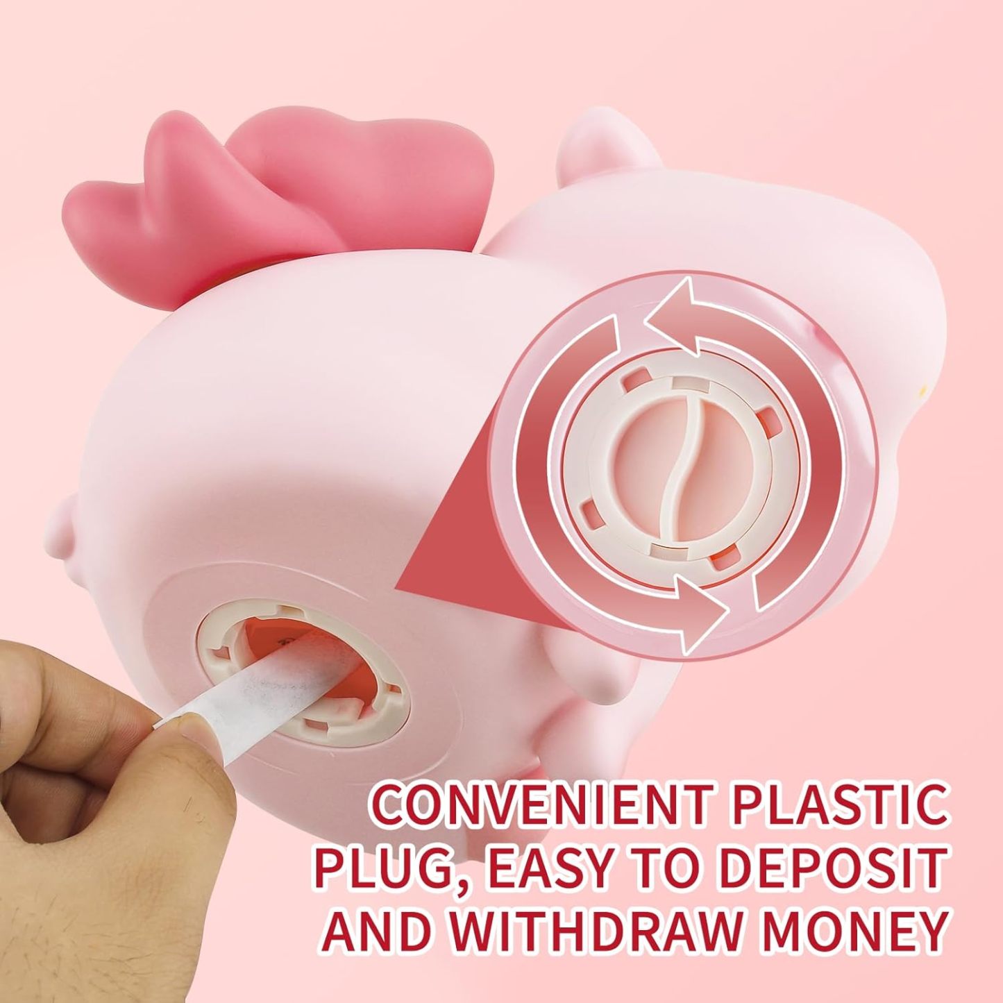 Lovely Piggy Bank for Kids, Plastic Pig Coin and Money Bank, Large Size Kids Piggy Bank with Name Sticker and Stickable Rhinestones, Ideal Birthday Easter for Girls Boys