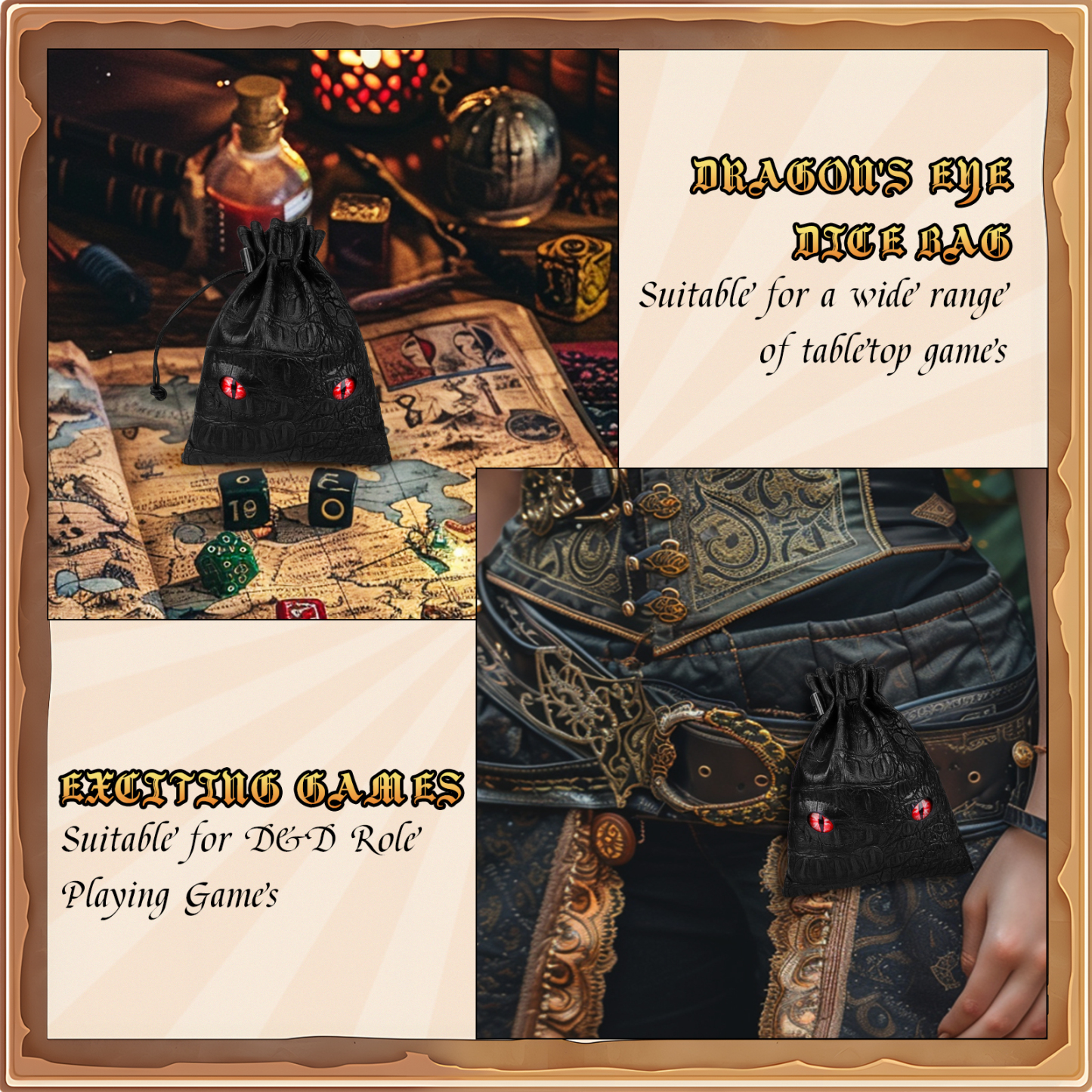 Byhoo DND Dice Bag Can Cover 6 Dice Sets