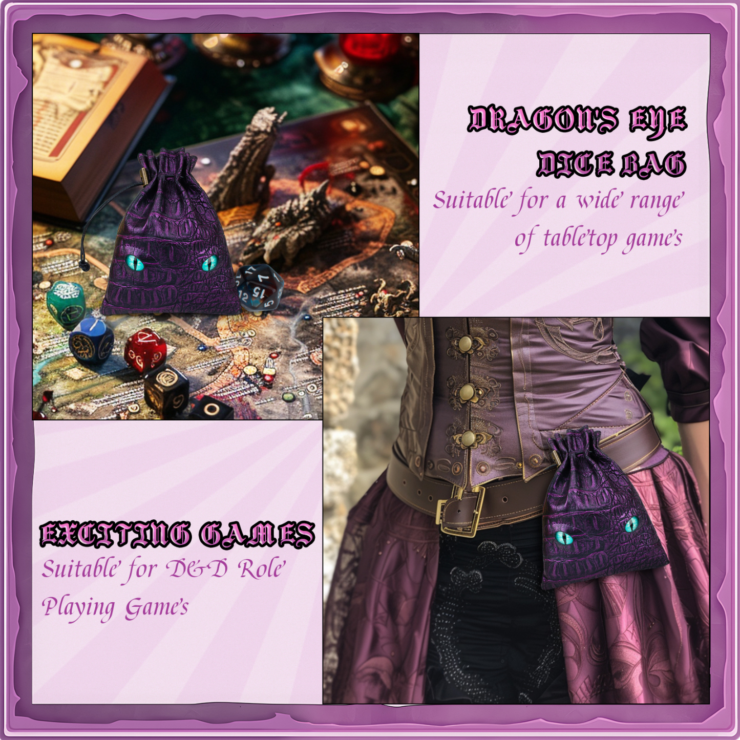 Byhoo DND Dice Bag Can Cover 6 Dice Sets