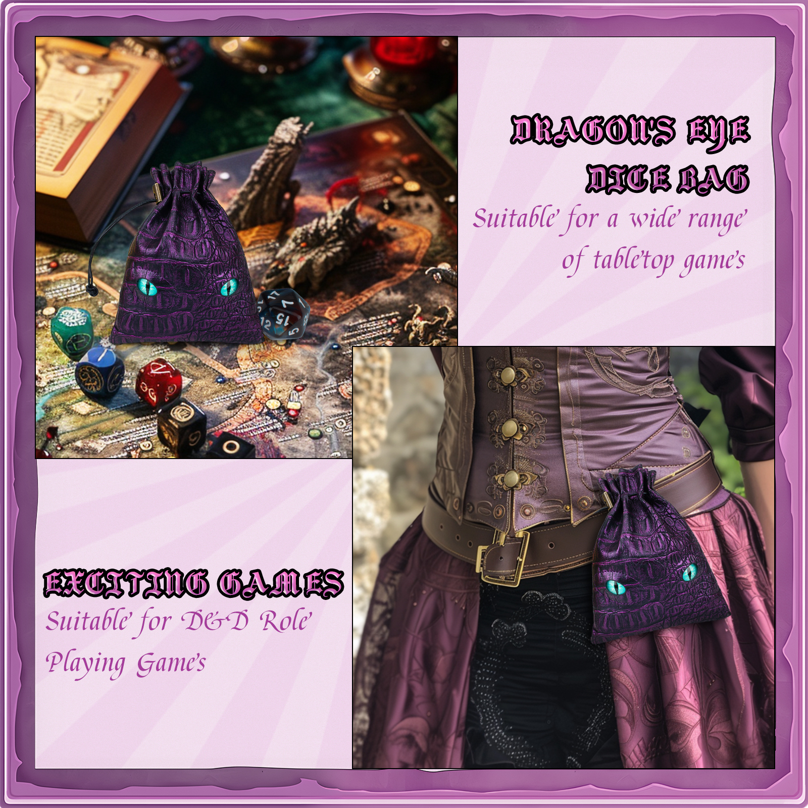 Byhoo DND Dice Bag Can Cover 6 Dice Sets