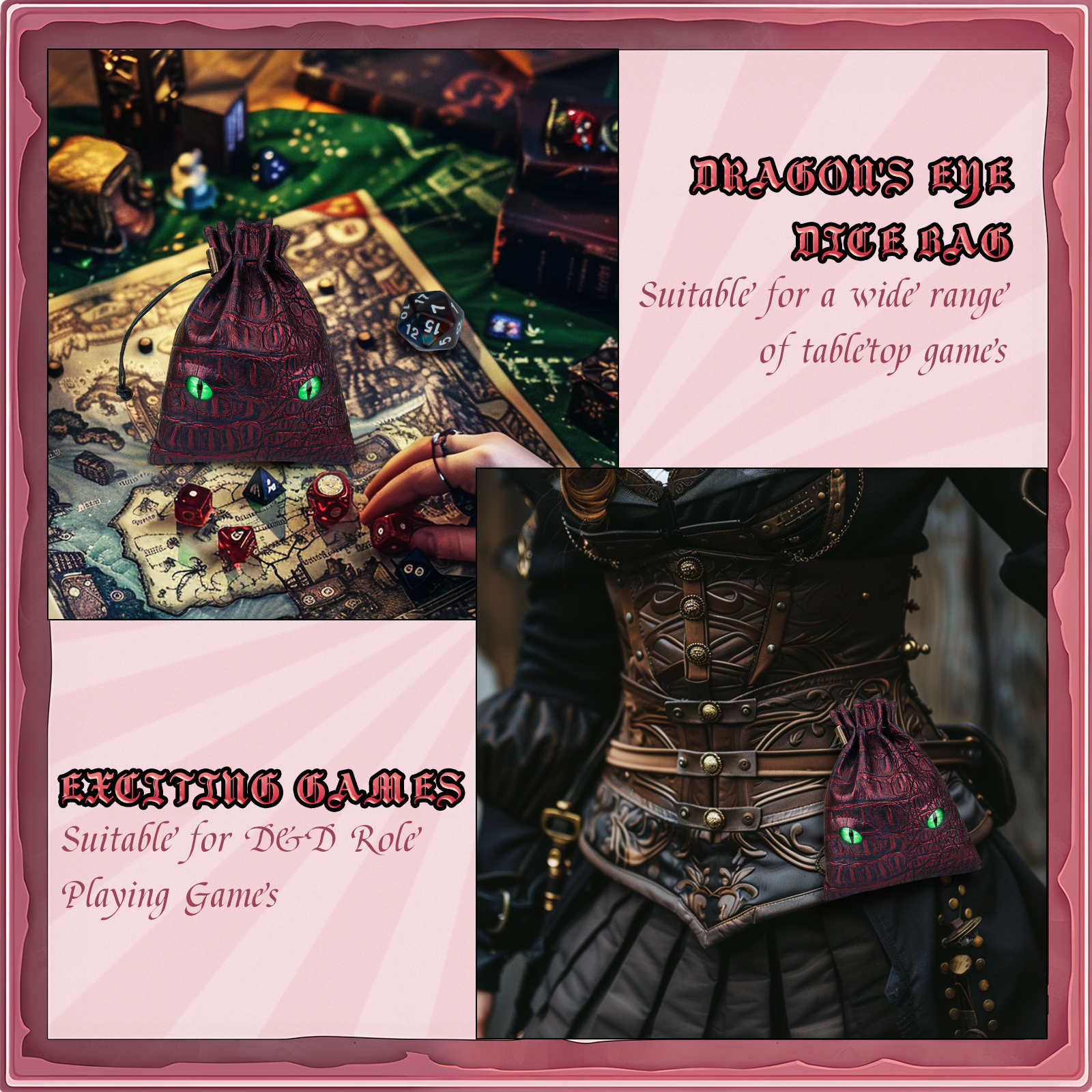 Byhoo DND Dice Bag Can Cover 6 Dice Sets