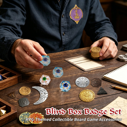 Byhoo Mystery Dice Set for DND - D20 Dice, Metal Coins & Magnetic Badge