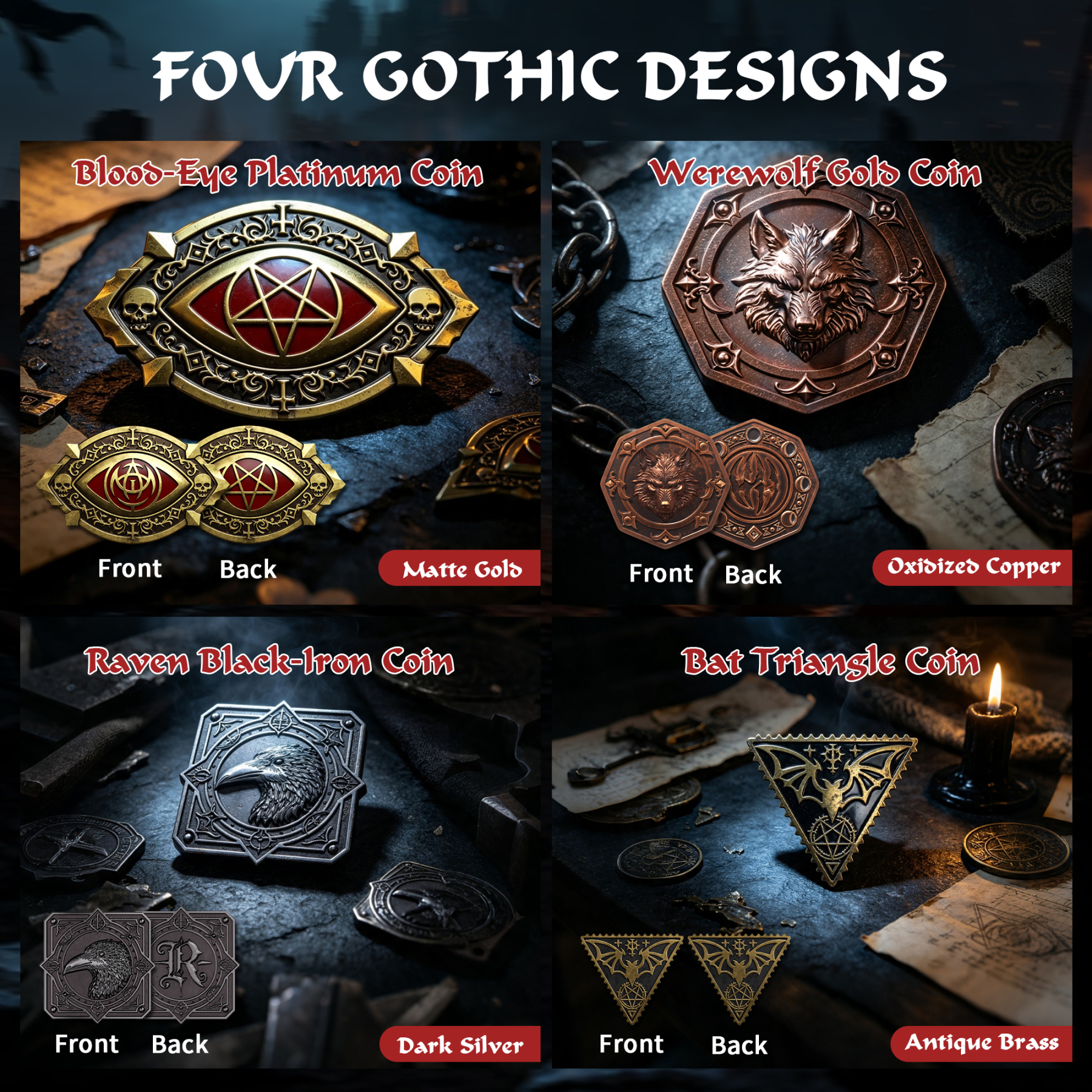 Byhoo Metal Coins 85PCS Horror-Themed Edition for DND Board Games
