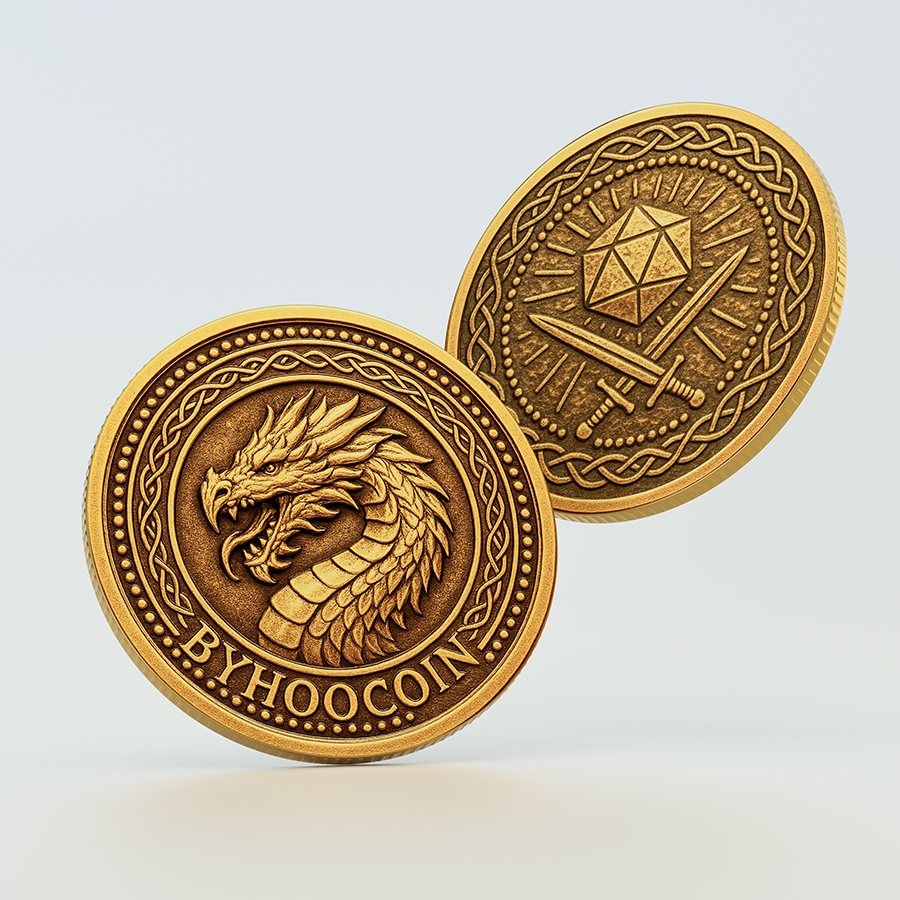 Byhoo Metal DND Fantasy Light Golden Coins - Custom Logos/Text Available