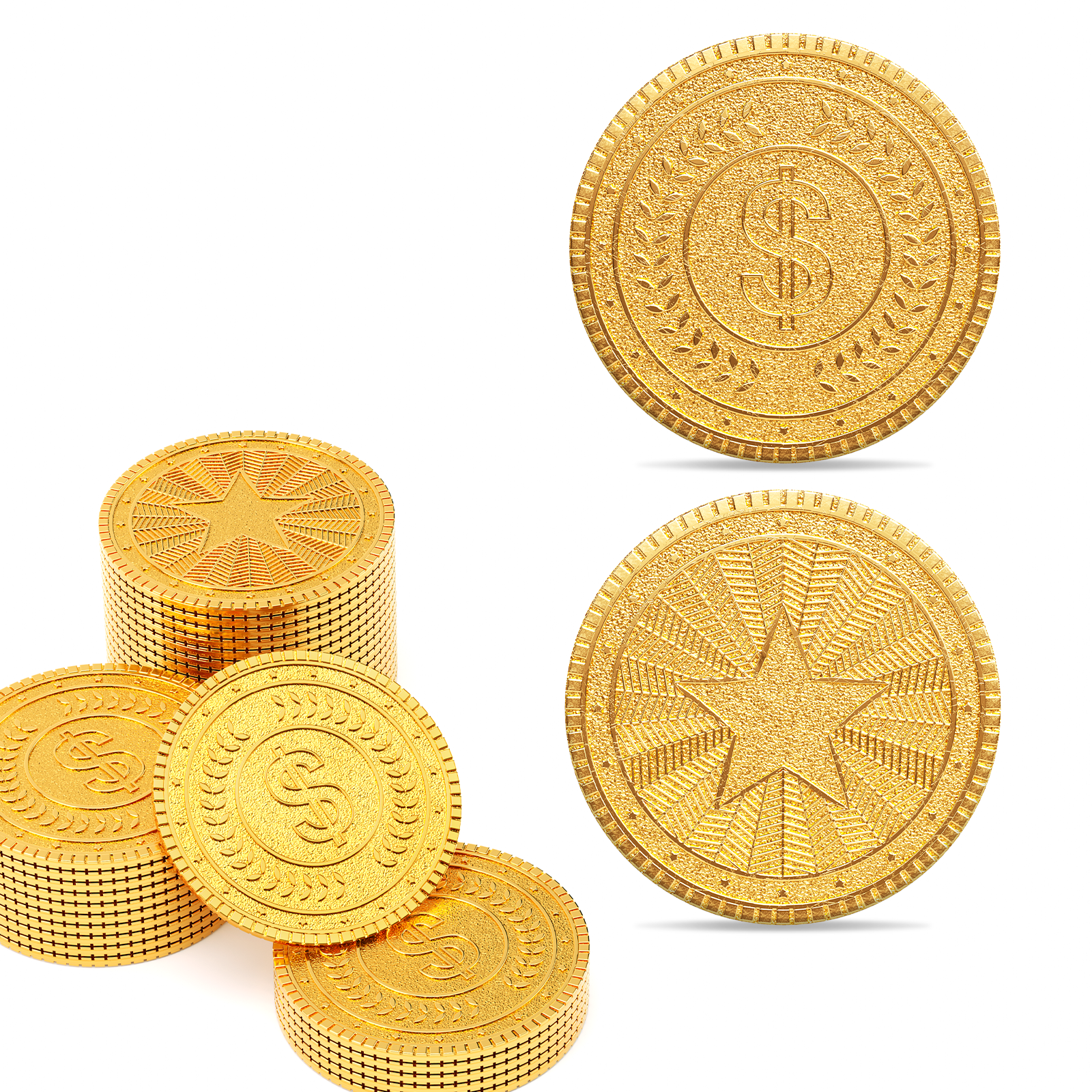 Byhoo Gold Coins 100Pcs, Metal Coins for Coin Pusher Machine & DND Game