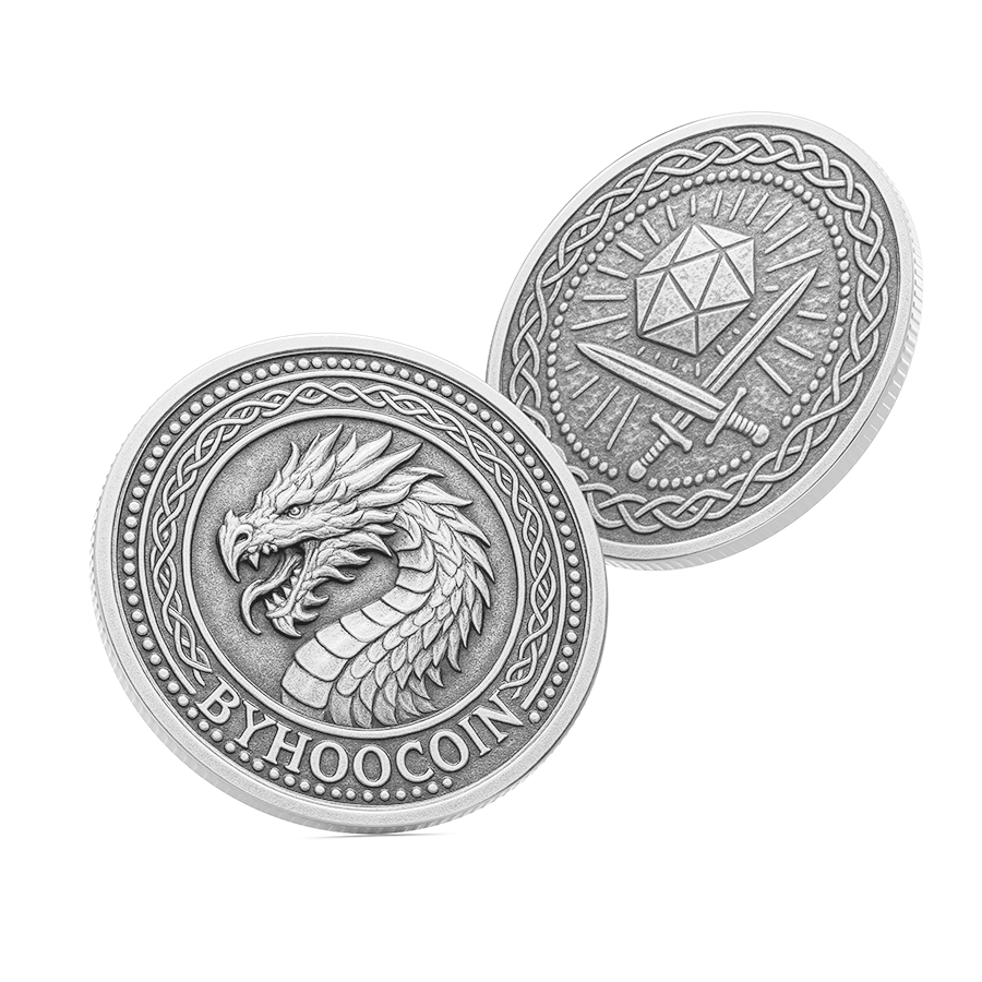 Byhoo Metal DND Fantasy Light Golden Coins - Custom Logos/Text Available
