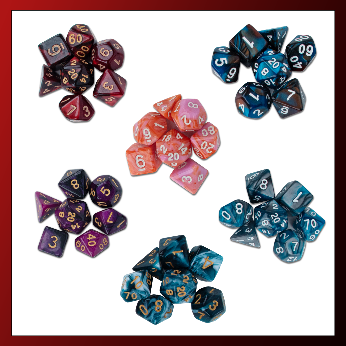 Byhoo Double - Colored Polyhedral Dice Sets for DND - Vibrant and Durable