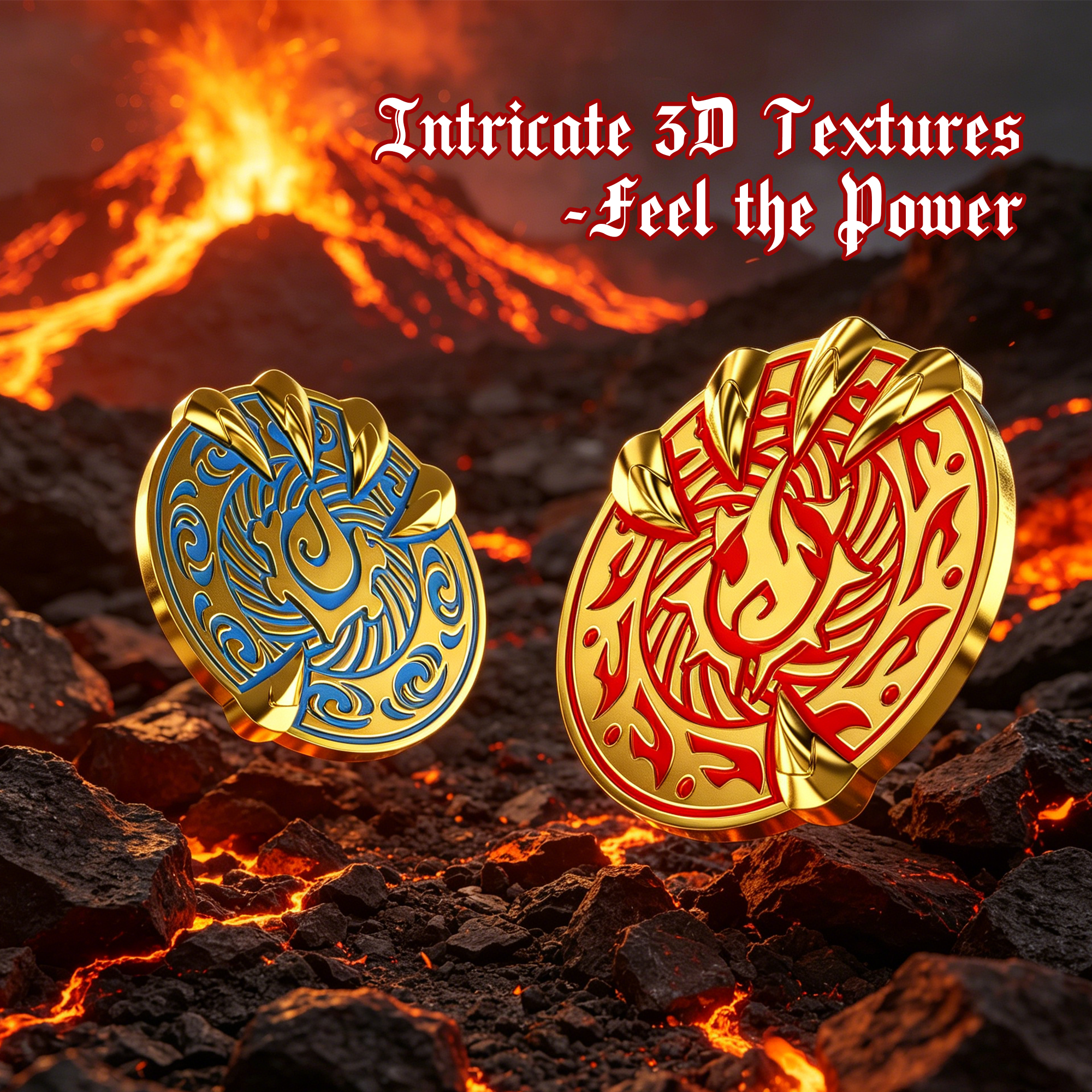 Byhoo Gold Coin, Savage Dragon Claw Metal Coins for DND with Mystical Green Eye Pouch, 3D Relief Water & Fire Element Enamel Treasure, Heavy Metal Dragon Claw Decision Tokens for Tabletop Games