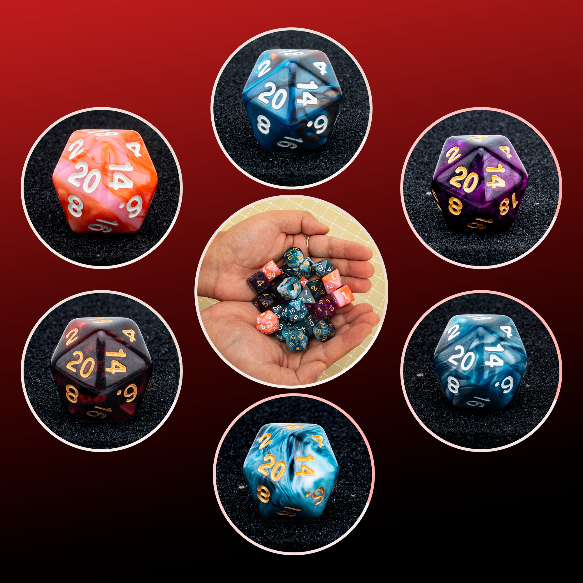 Byhoo Double - Colored Polyhedral Dice Sets for DND - Vibrant and Durable